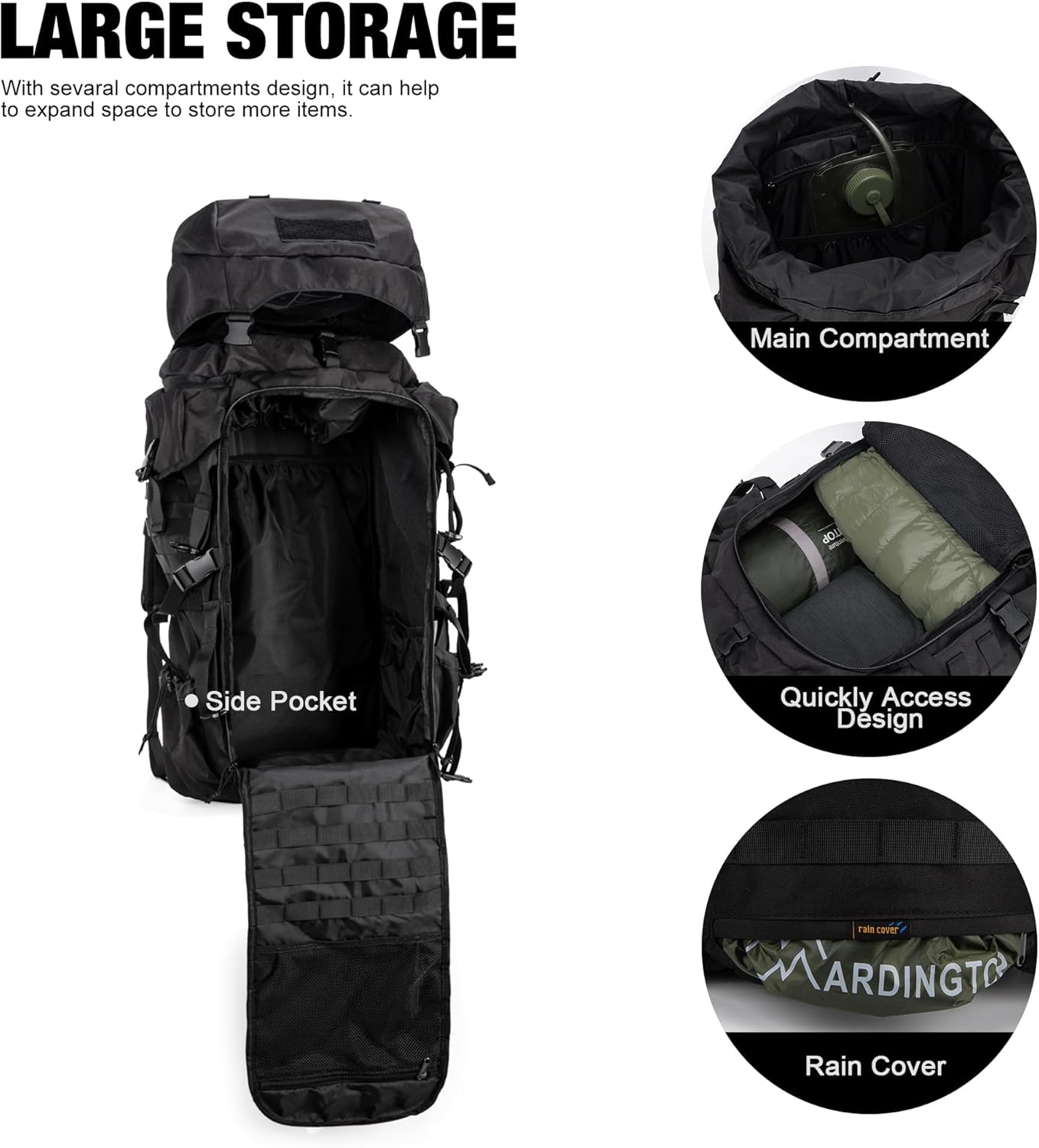 Mardingtop 70L Internal Frame Backpack for Hunting,Camping,Hiking Backpacking Backpack with Rain
