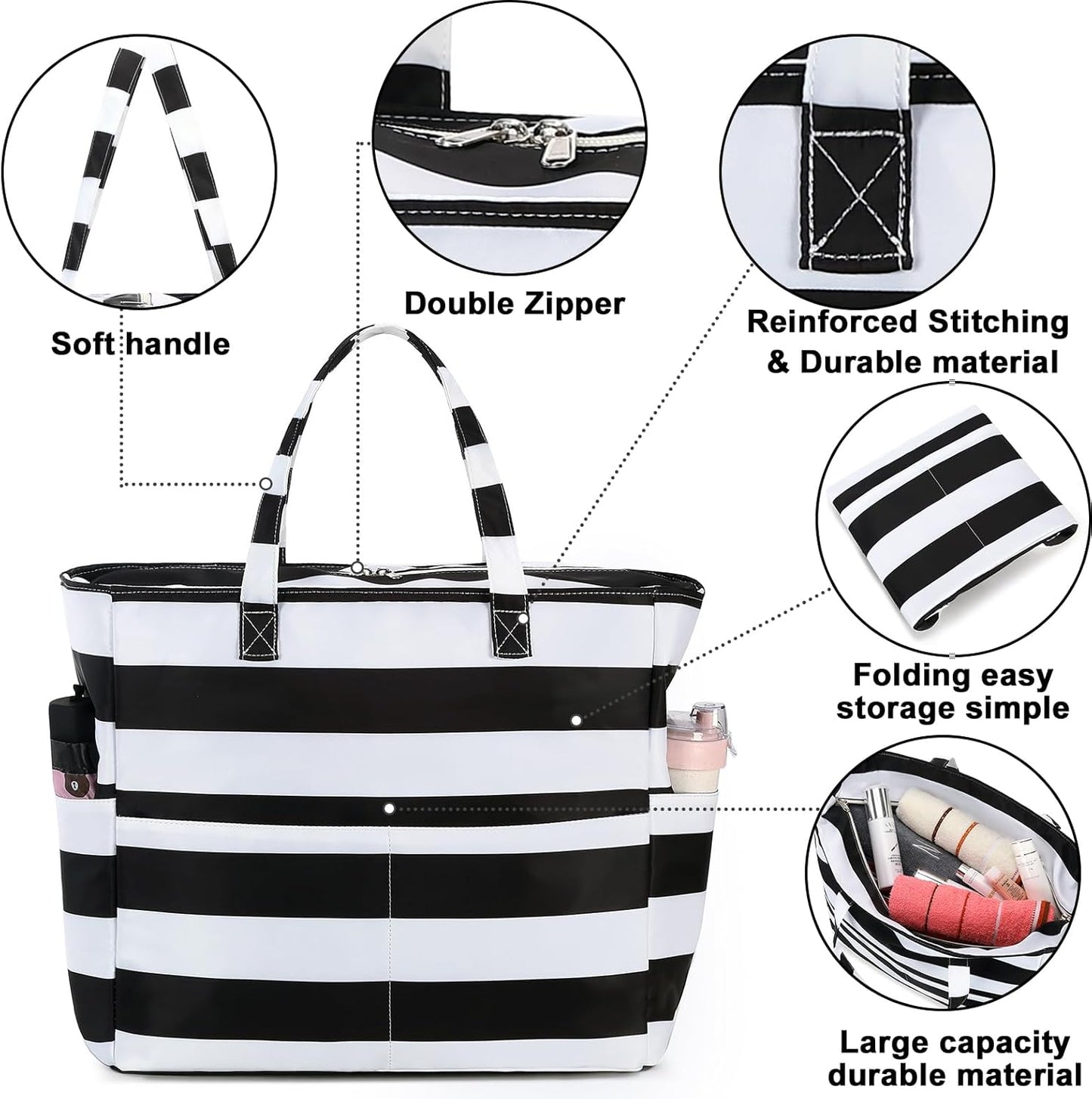 Bluboon Waterproof Beach Tote Pool Bags for Women Ladies Extra Large Carry On Bag With Wet Compartment for Weekender Travel