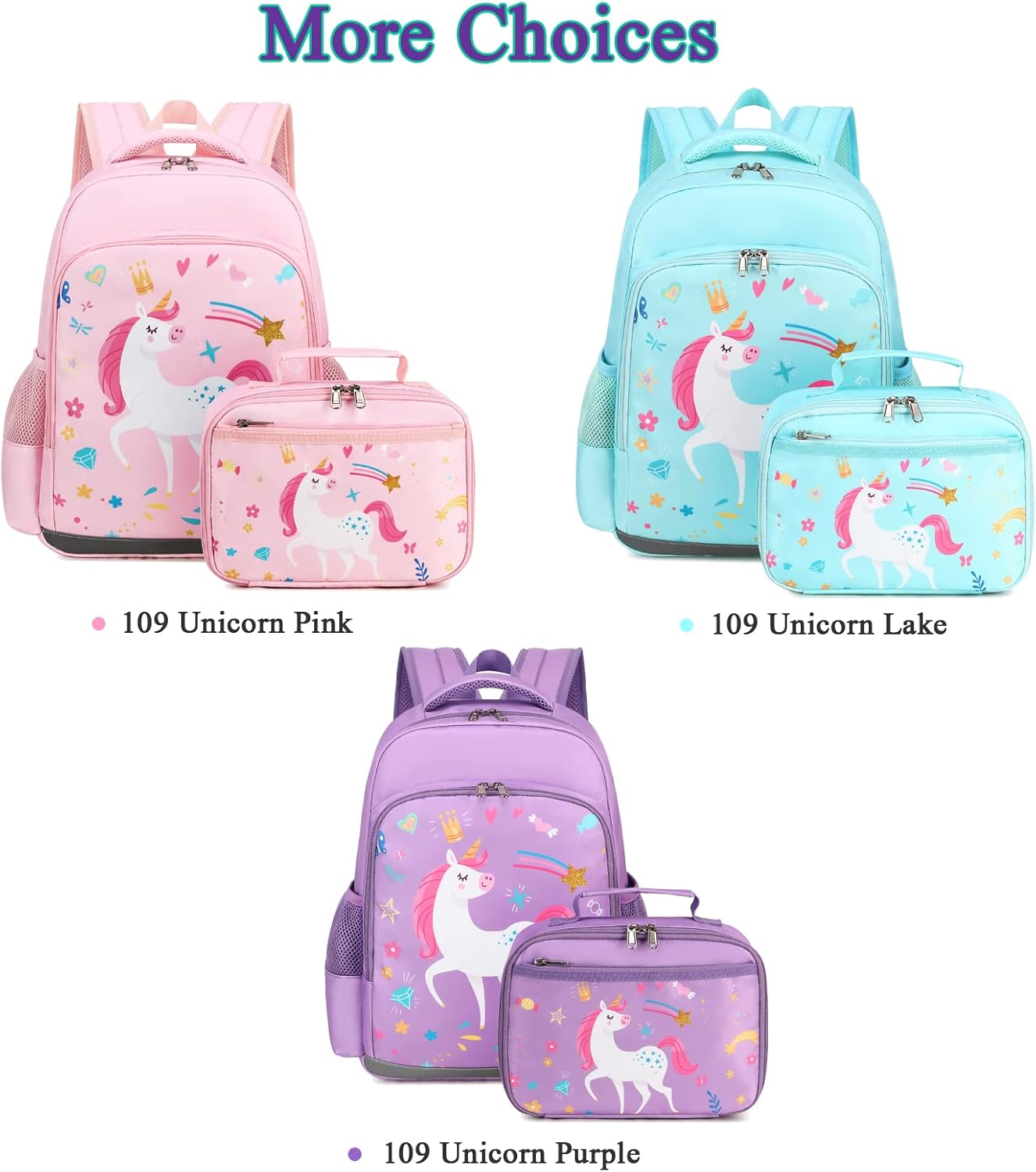 Octsky Backpack for Girls Kids School Backpacks with Lunch Box Preschool Kindergarten BookBag Set