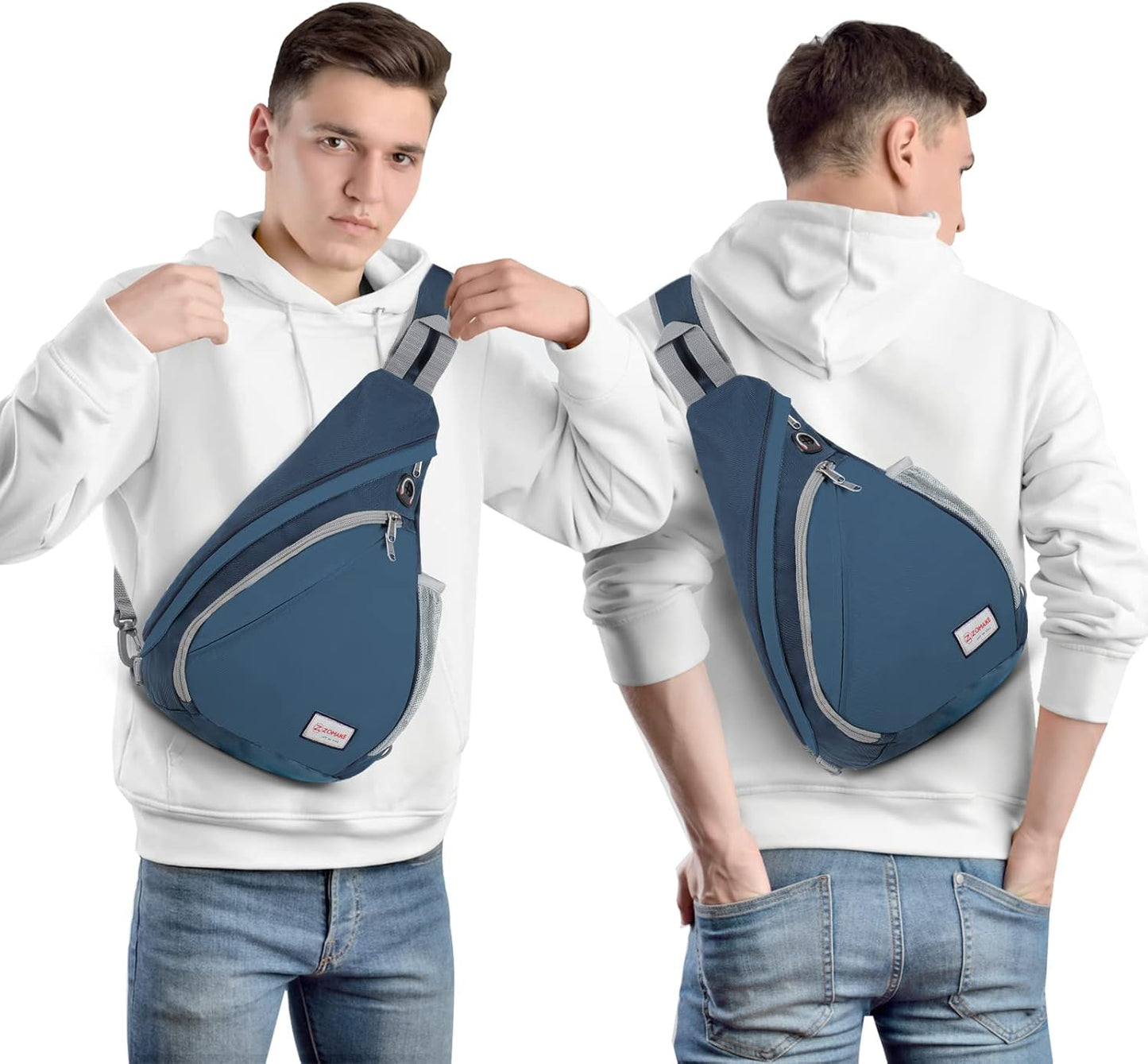 ZOMAKE Sling Bag,Small Crossbody Sling Backpack,Water Resistant Shoulder Daypack for Travel,Anti Thief Chest Bag for Hiking(Navy Blue)