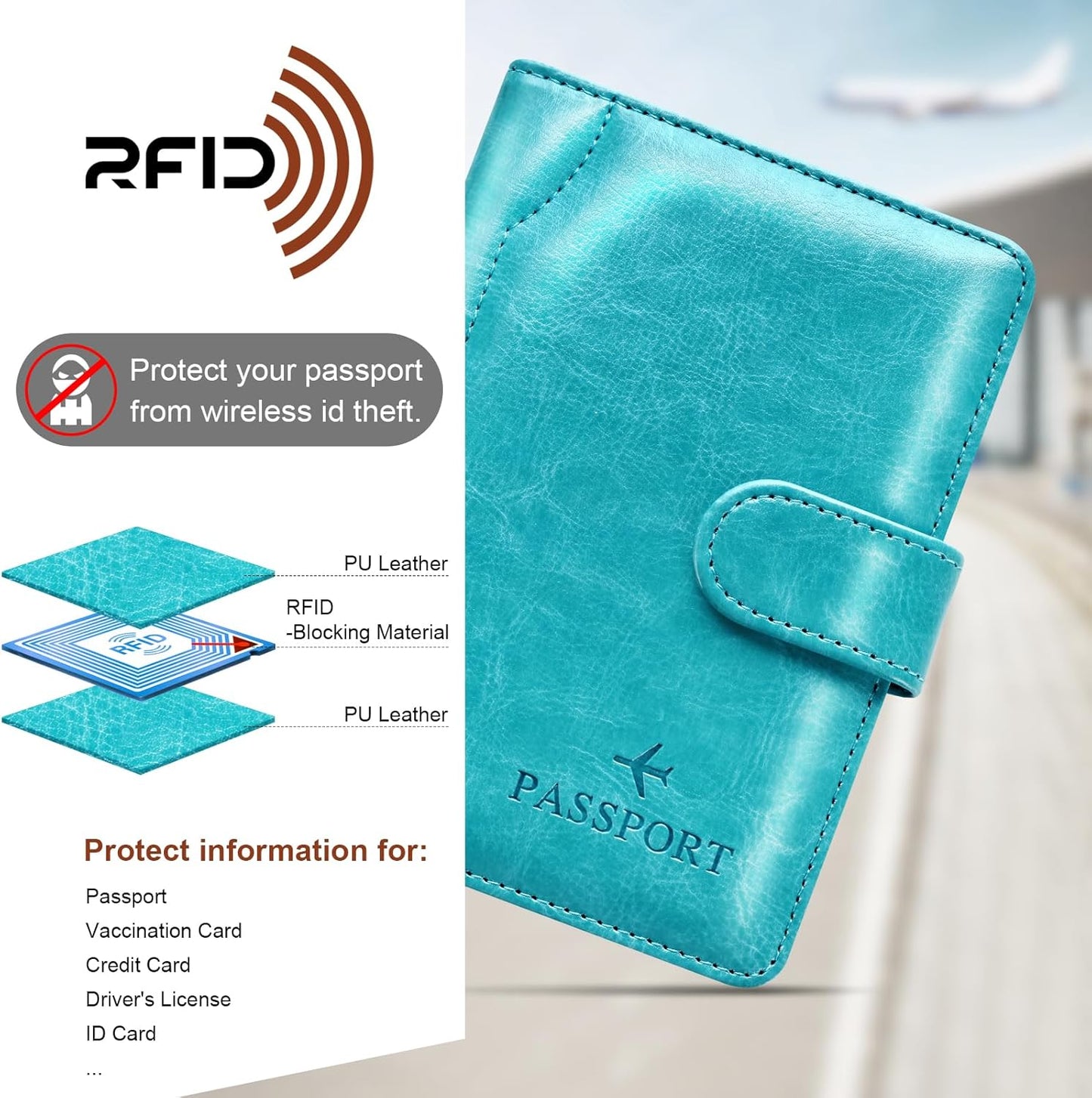Herain Passport Holder for Travel Cruise Essentials, Passport Cover Wallet Case Women Men Family, RFID Passports Book Holders Travels Gifts Must Haves Accessories
