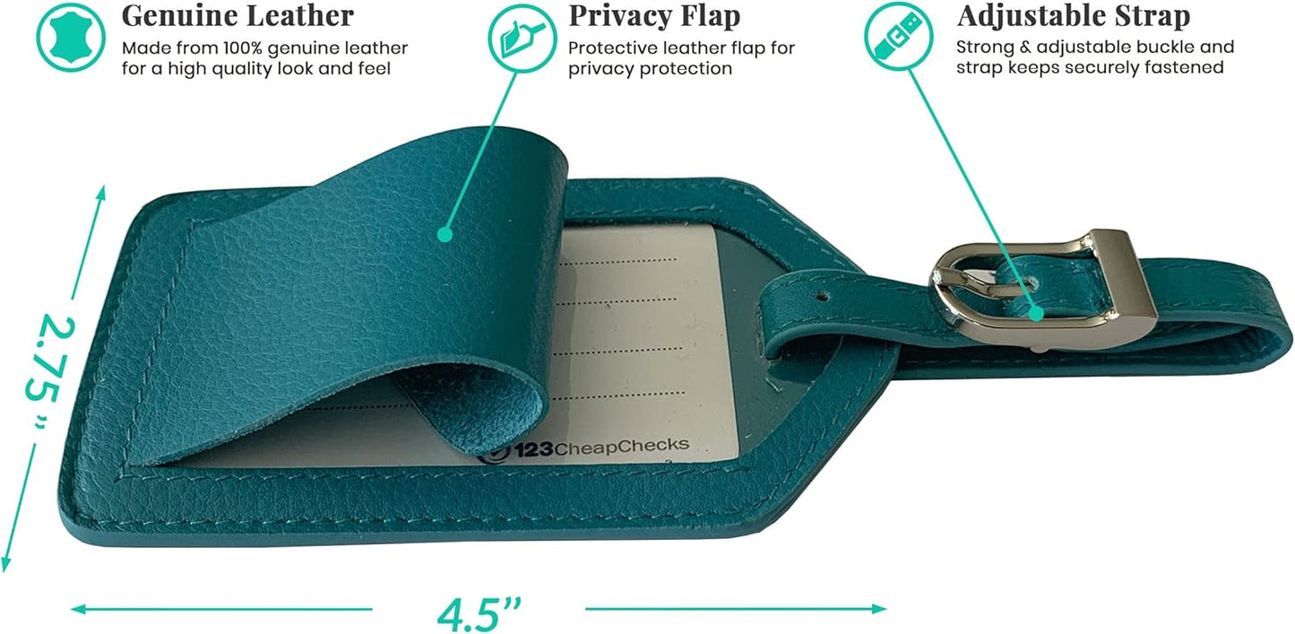 Personalized Monogrammed Teal Leather RFID Passport Cover Holder and 2 Luggage Tags