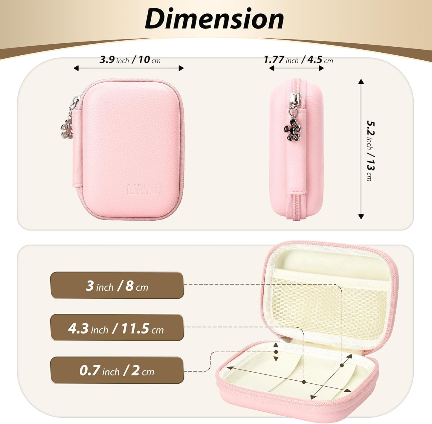 Digital Camera Case for CAMKORY, KODAK PIXPRO FZ45/FZ55, Canon IXUS 285 HS, Lecran, Small Travel Compact Camera Holder with Mesh Pocket for Accessories SD Card (Pink)