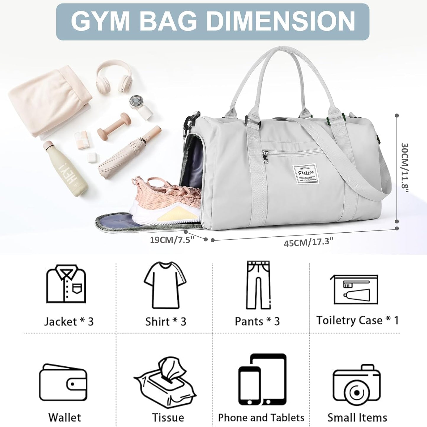 Gym Bag for Women with Shoes Compartment,Small Duffel Bag Sport bag with Toiletry Bag Overnight