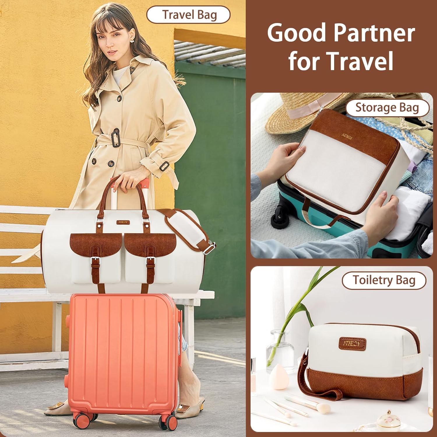 Garment Duffle Bag for Travel - Convertible Carry on Garment Duffel Travel Bag for Women Men Large