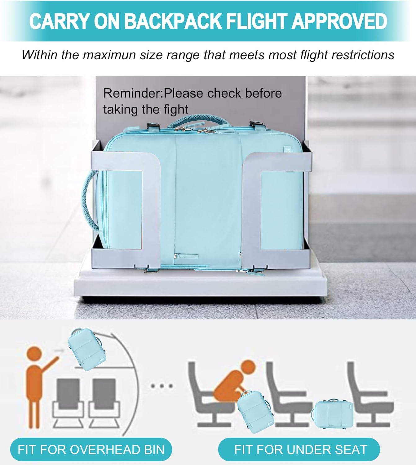 Carry On Backpack, 42L Flight Approved Travel Backpack for Men Women,Airline Approved Gym Backpack Waterproof Business Laptop Daypack Laptop Backpack,Casual Daypack for Business Weekend Hiking