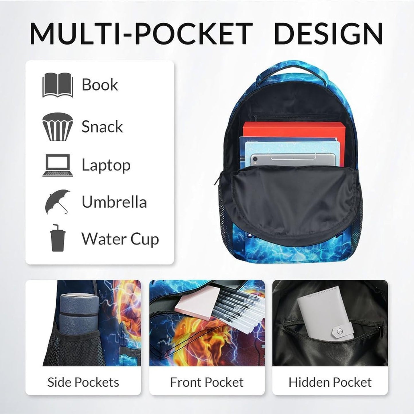 Backpack for Boys - Personalized Football Backpacks for Kids - Custom Bookbag for Elementary - Sports School Bag for Youth(17 Inch)
