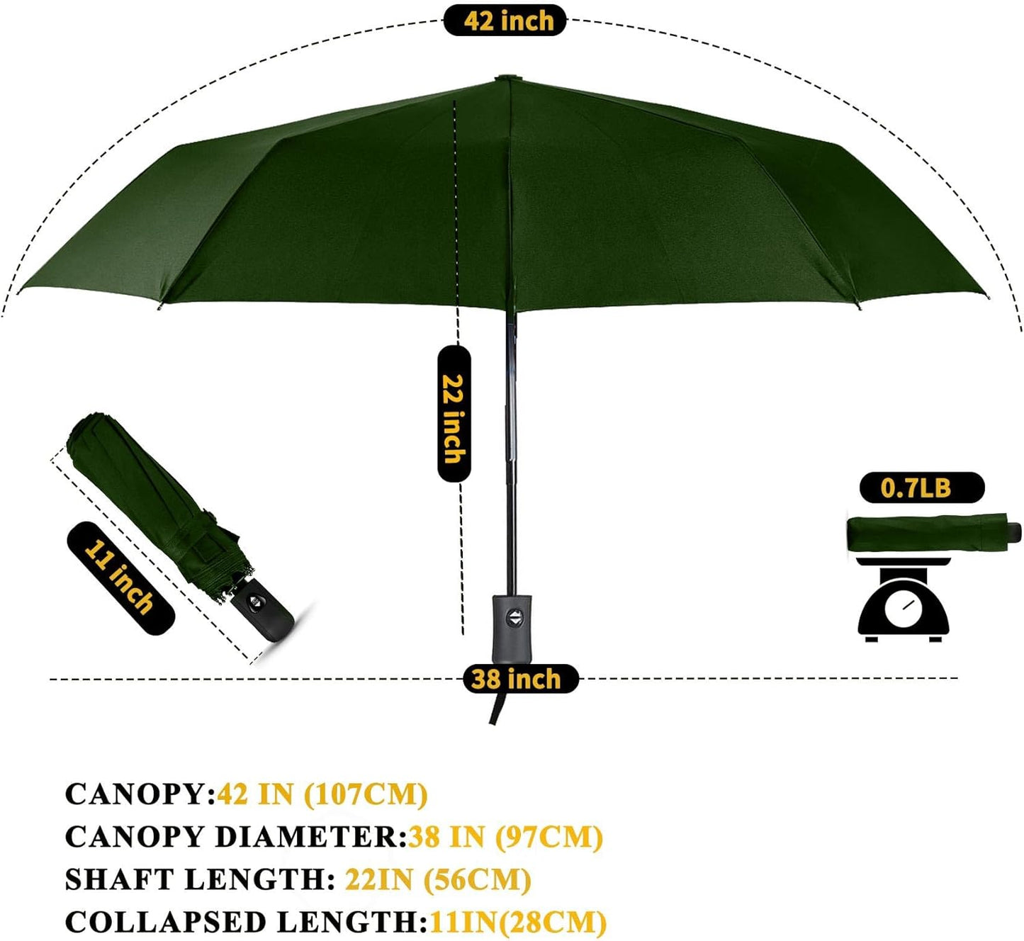 MRTLLOA 42/49 Inch Compact Windproof Travel Umbrella for Rain, Lightweight, Portable, Automatic, Strong, Waterproof Folding Umbrellas for Women, Men and Teenagers