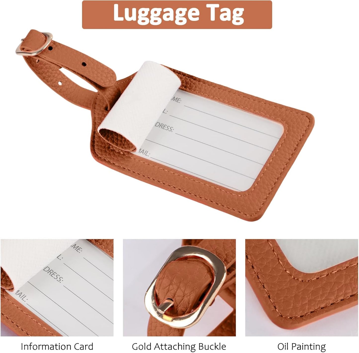 Passport Holder RFID Protected Wallet and Luggage Tag with Protection Cover Travel Accessories Leather Card Case Organizer for Women Men (Brown)