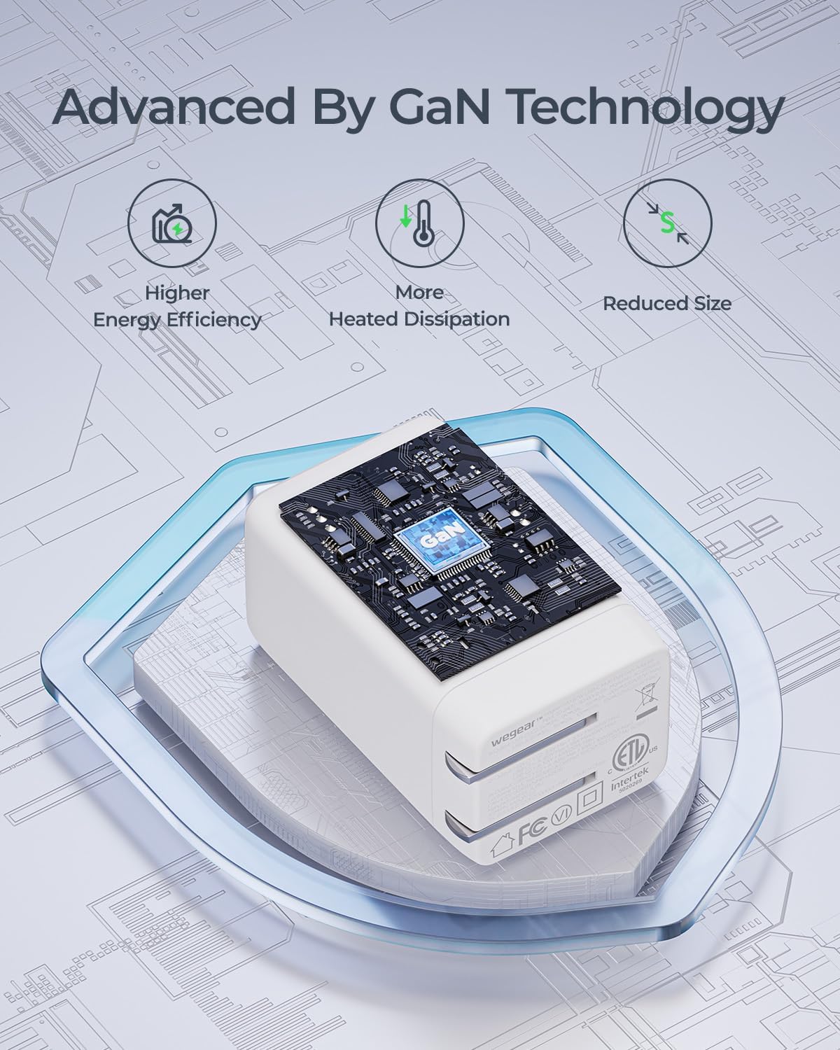 67W USB C Charger, 3-Port GaN Fast Charging Block with Foldable Plug, Compatible with MacBook