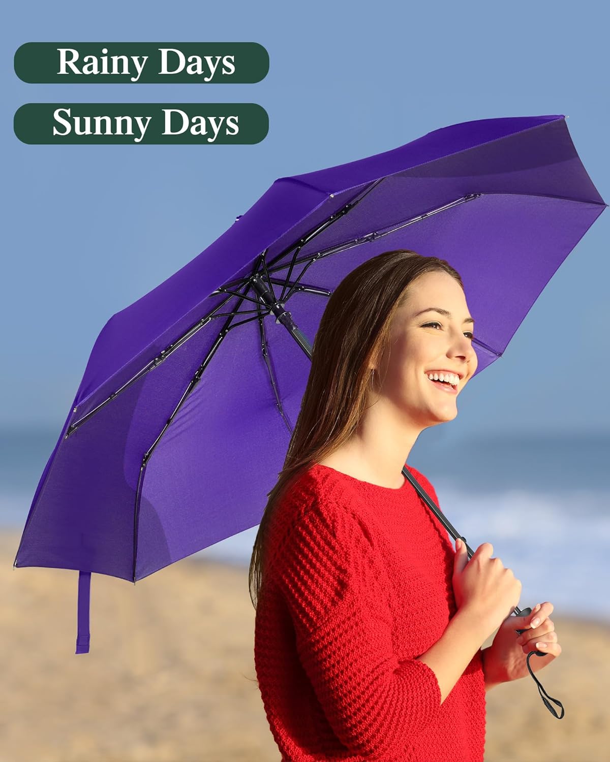 Wesiti 10 Pack Rain Umbrellas Bulk Automatic Open Close Collapsible Umbrella for Men Women