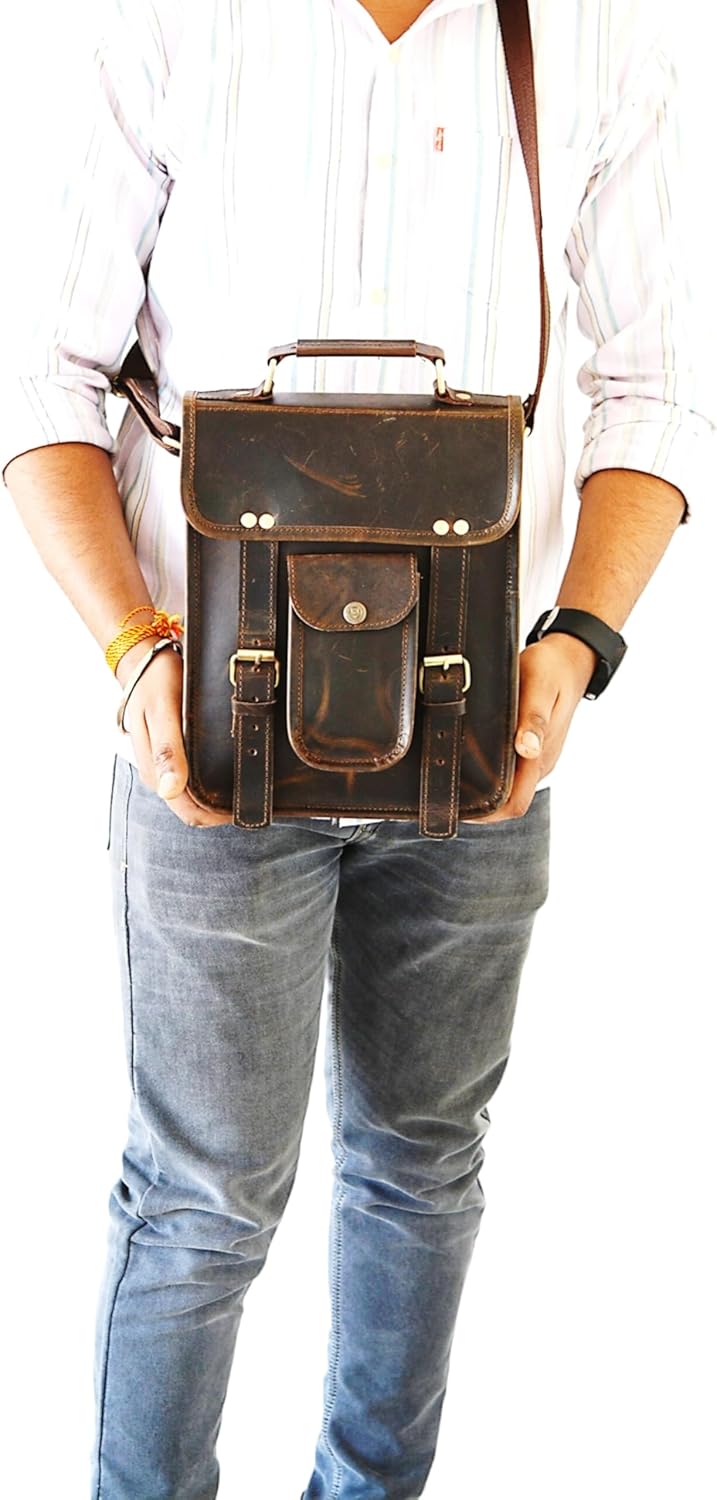URBAN DEZIRE Men's Genuine Leather Small Briefcase Messenger Satchel Ipad Tab Tablet Bag 11