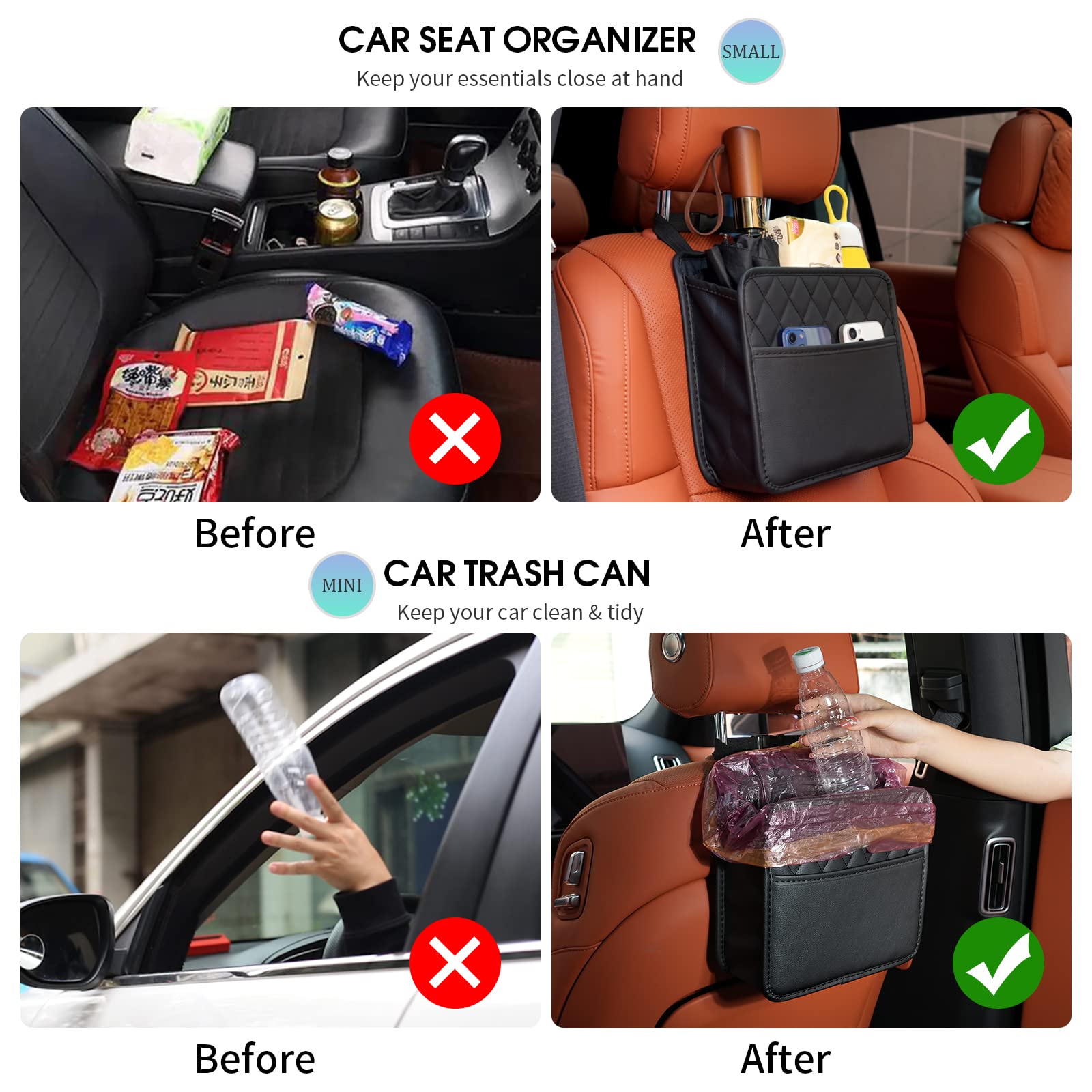 FrgKbTm Car Seat Back Hanging Bag Car Document Holder Multi-Pocket Bottle Bag Storage Box Organizer