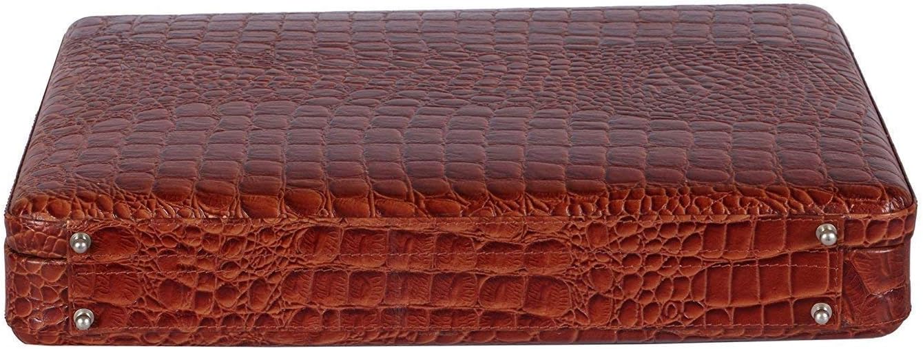 Full Grain Leather Briefcase Attache Case For Unisex Size L17xW3xH12 Inches Briefcase Bag