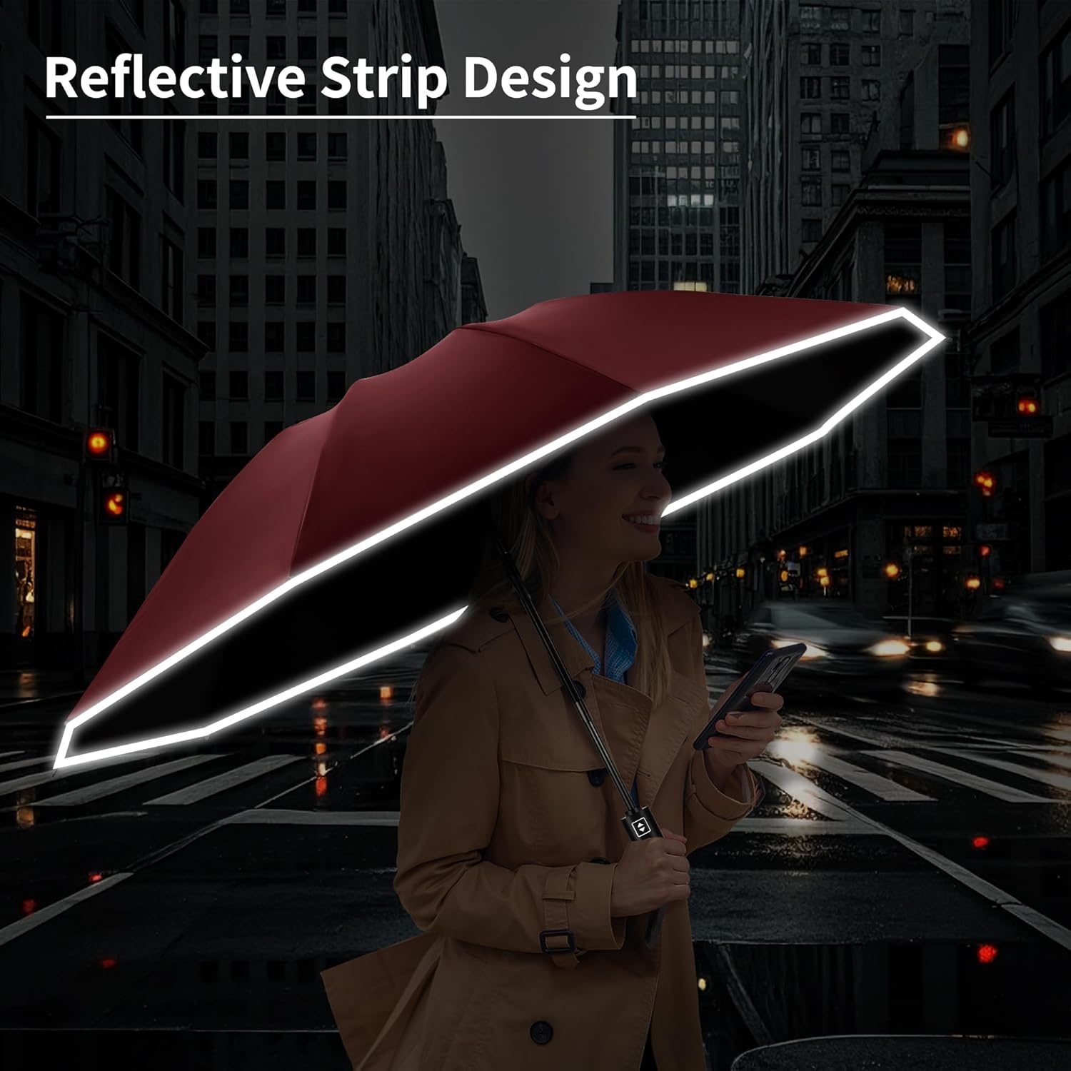 Seniny Inverted Travel Umbrella, Automatic Umbrellas for Rain, Windproof Compact Umbrella with