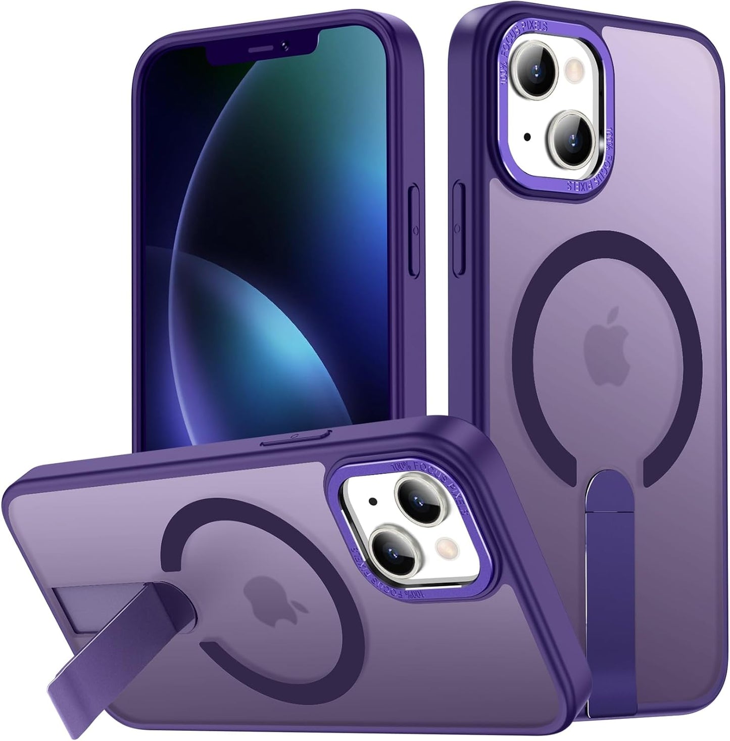 for iPhone 14 Case Compatible with Magsafe, Built-in Invisible Stand [Military Drop Protection] Strong Magnetic Shockproof Slim Protective Phone Case Cover for iPhone 14 6.1" (Purple)