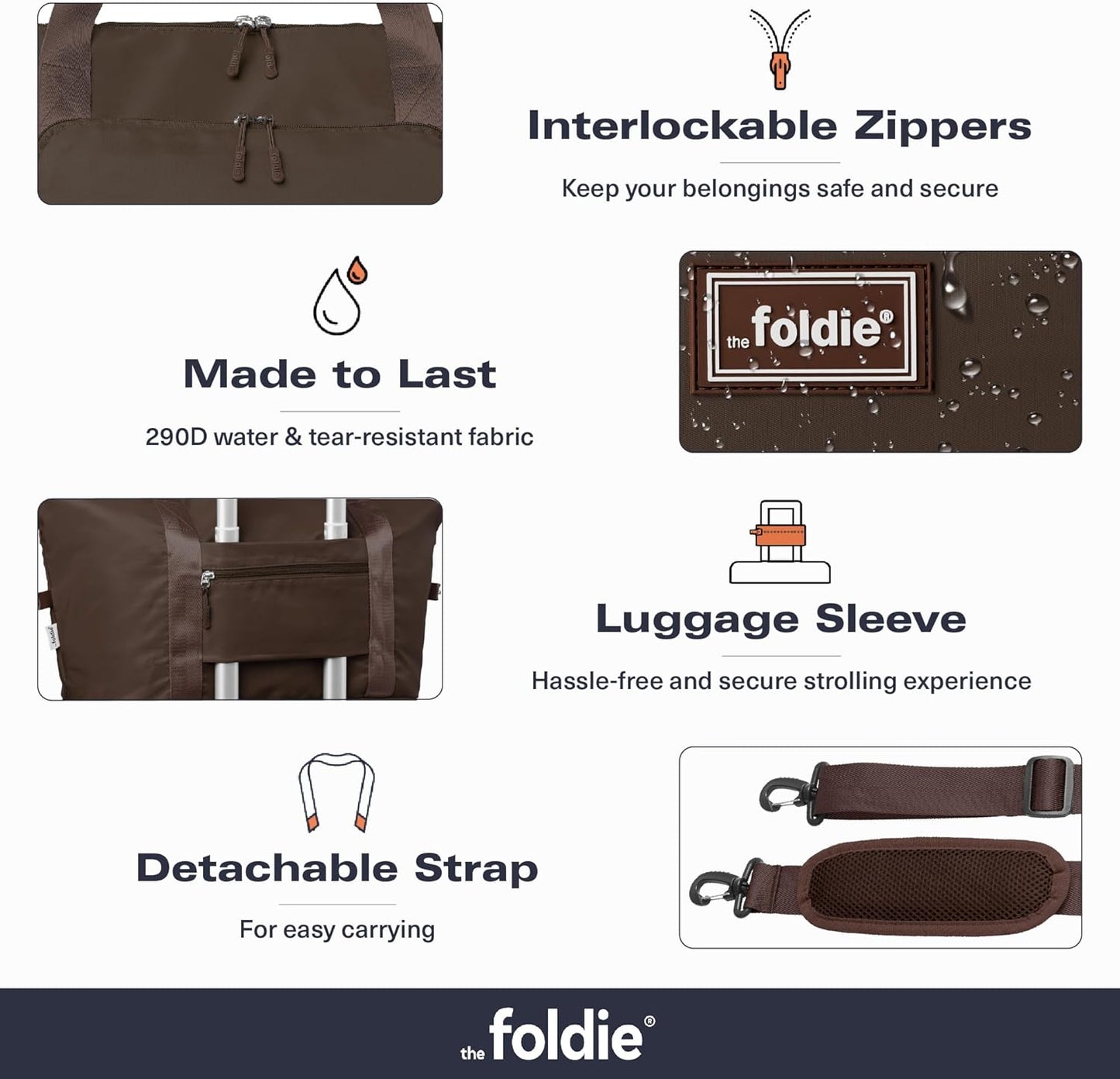 The Foldie Foldable Travel Bag for Women - 40L Weekender Bag with Multiple Pockets - Carry On Expendable Travel Bag
