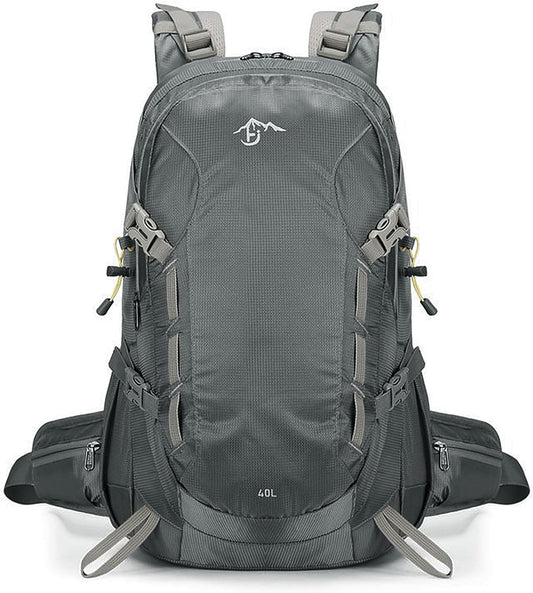 Long Keeper 40L Hiking Backpack Camping Daypack with Waterproof Rain Cover Lightweight Outdoor Sport Travel Backpack Rucksack (Grey)