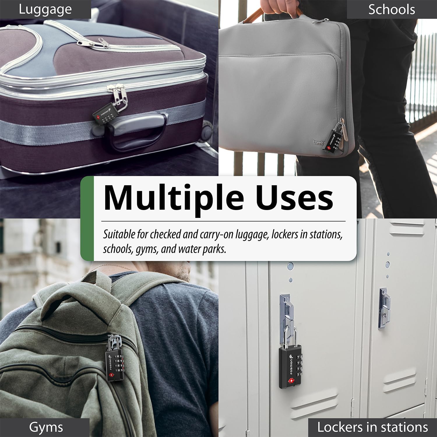 Fosmon TSA Approved Locks for Luggage/ Suitcase with Open Alert Indicator (4 Pack), Heavy Duty Gun