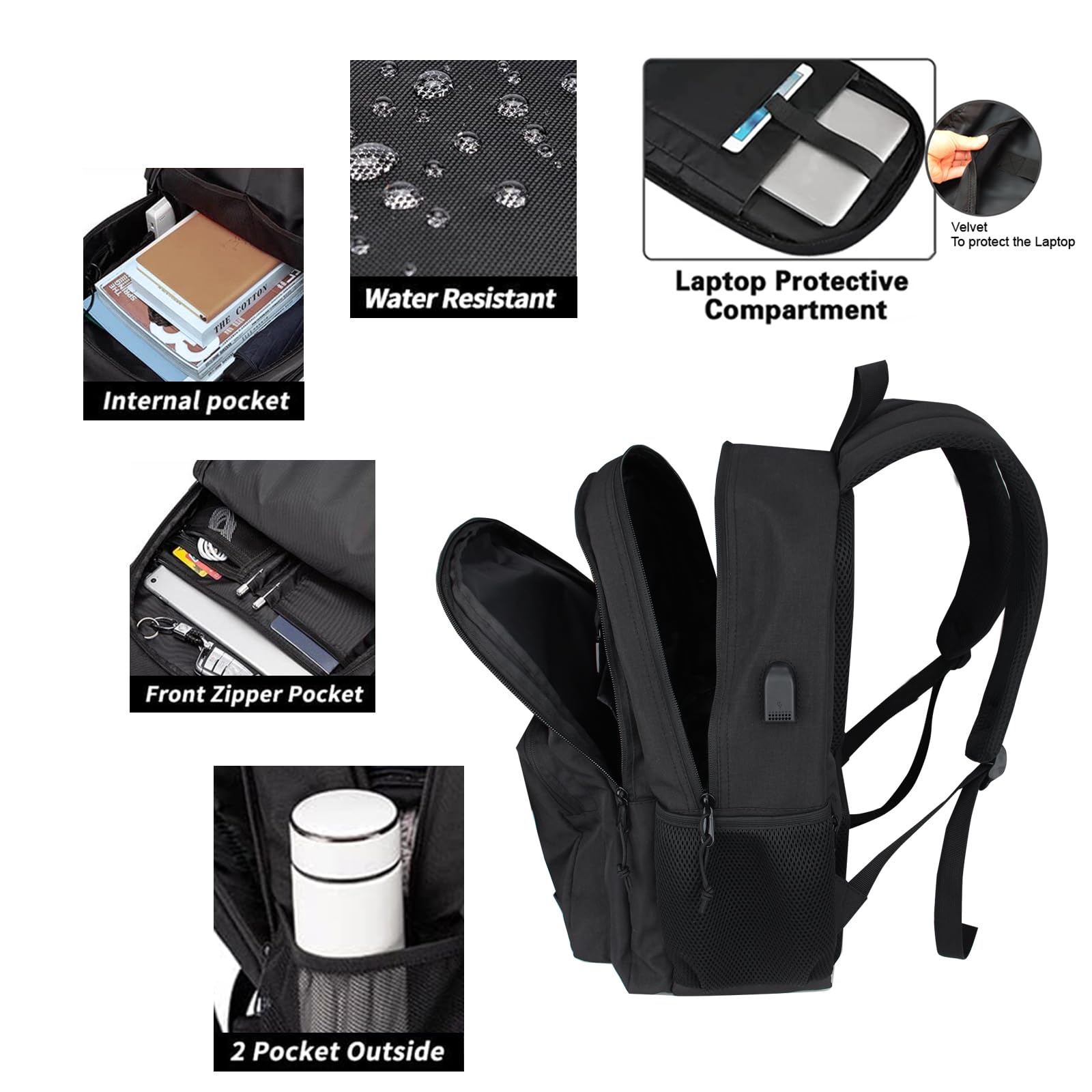 KEOFID Travel backpack for Men and Women, Anti Theft Laptop Backpack with USB Charging Port for