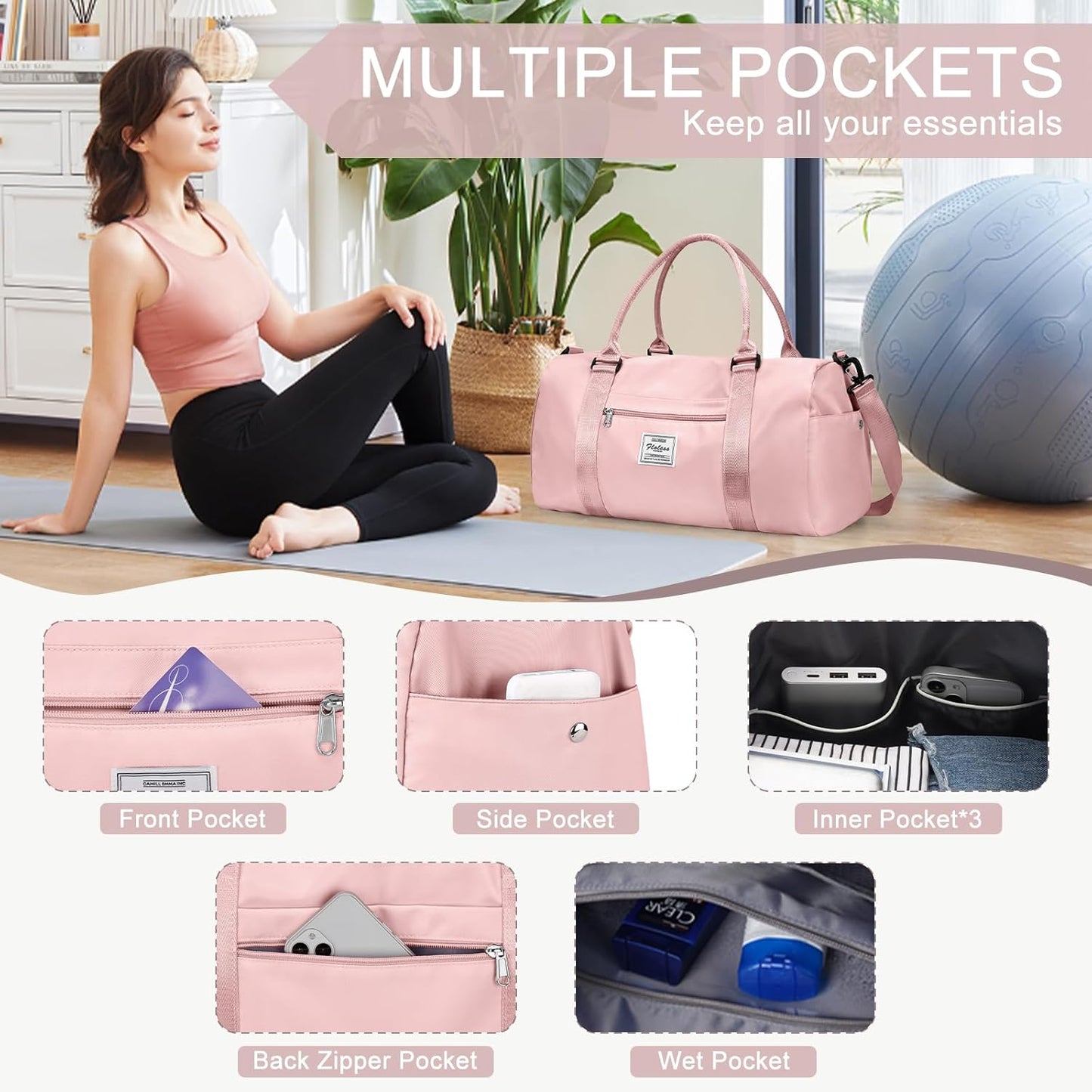Gym Bag for Women Men with Shoes Compartment,Sports Duffle Bag Personal item travel Duffel Bags
