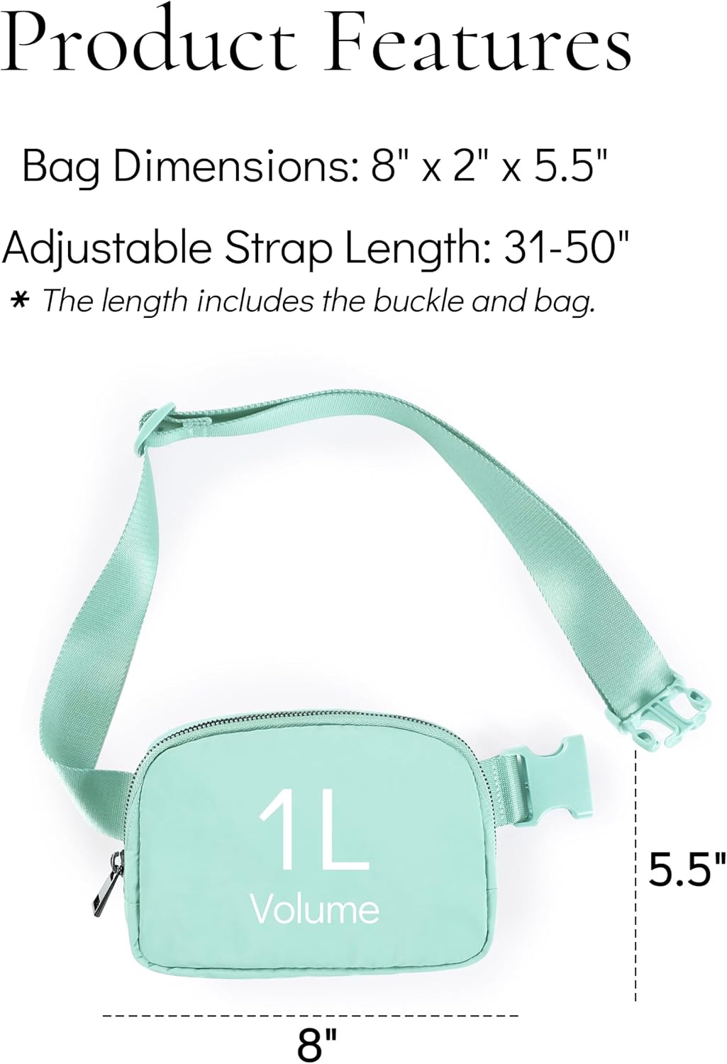 Fanny Pack Crossbody Bag Trendy Waterproof Small Cross Body Purse for Women Men Fashion Waist Packs Mini Belt Pouch Chest Bum Hip Bag Lulu Dupes for Travel Vacation Running Matcha Cream