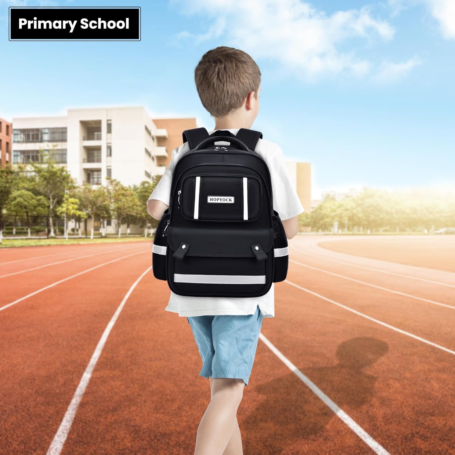 HOPYOCK-School Bags for Boys and Girls,Multi-Pocket Unisex Elementary School Backpack with