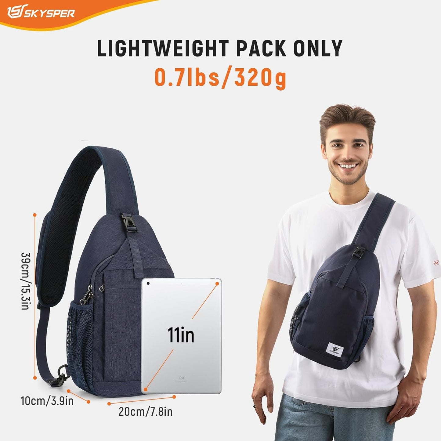 SKYSPER Sling Bag RFID Cross Body Bag Recycled Crossbody Backpack Travel Daypack