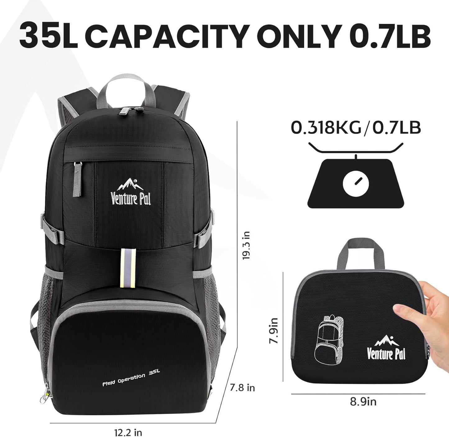 Venture Pal 35L Ultralight Lightweight Packable Foldable Travel Camping Hiking Outdoor Sports Backpack Daypack
