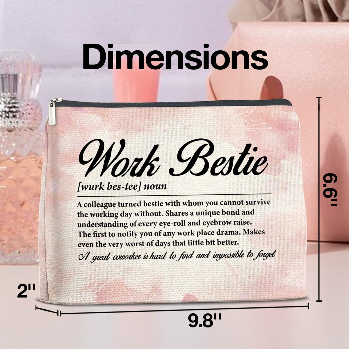 Gifts for Work Bestie Makeup Bag, Leaving New Job Farewell Gifts for Coworker Colleague Work Friend Work Bestie Definition Zipper Makeup Pouch