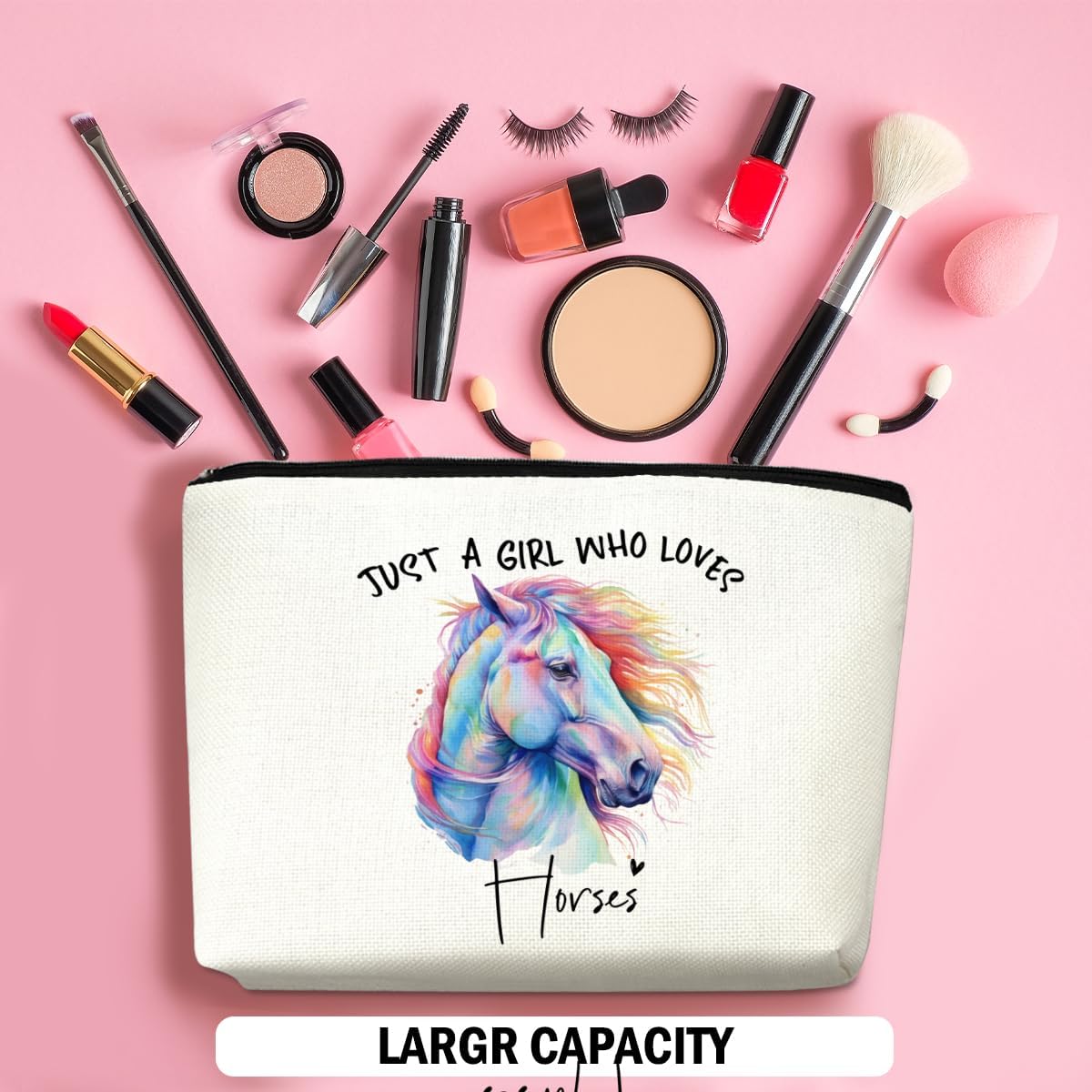 Horse Gifts for Women Makeup Bag, Horse Stuff Cosmetic Bag Travel Organizer Bags Makeup Pouch, Christmas Birthday Animal Lovers Gifts for Horse Lovers Women Girls Friends