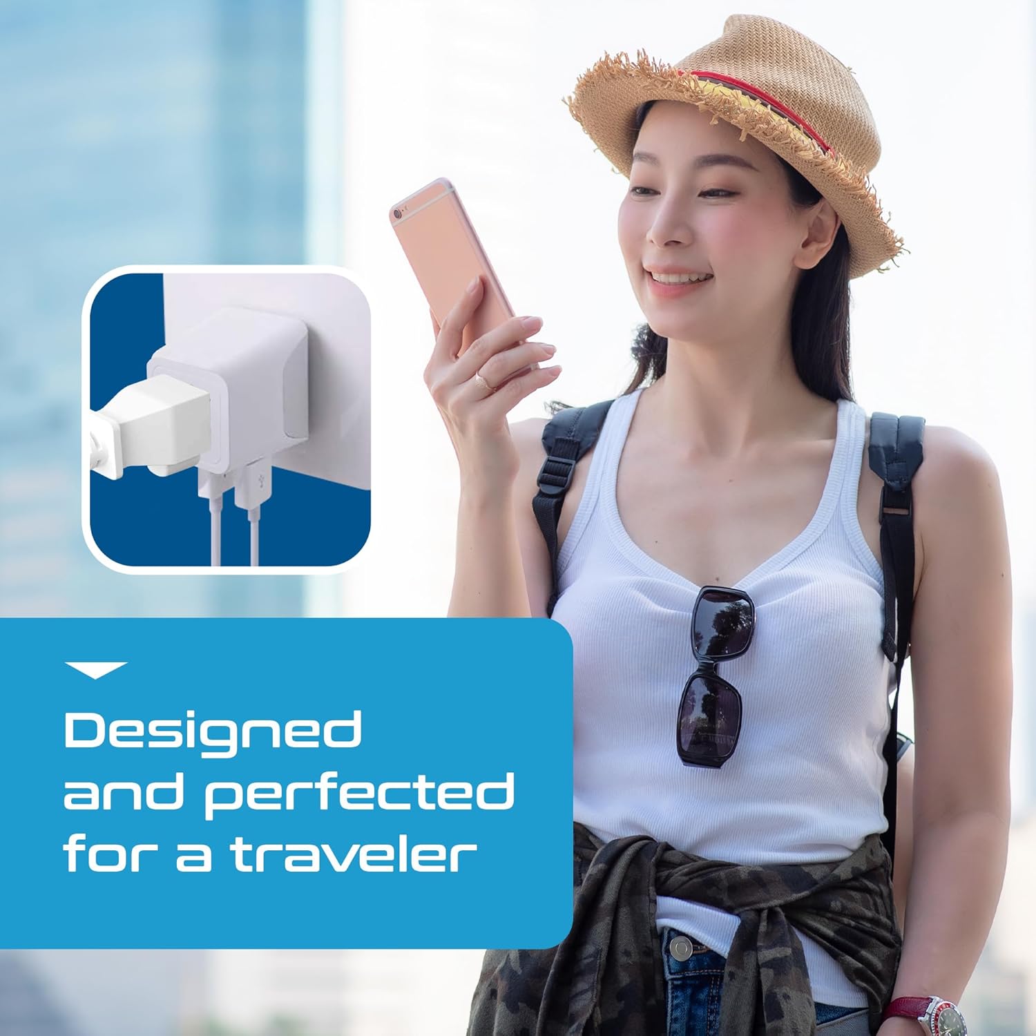 Ceptics Thailand Travel Plug Adapter – Type O Power Adapter with USB-C & A + USA Input – Ultra