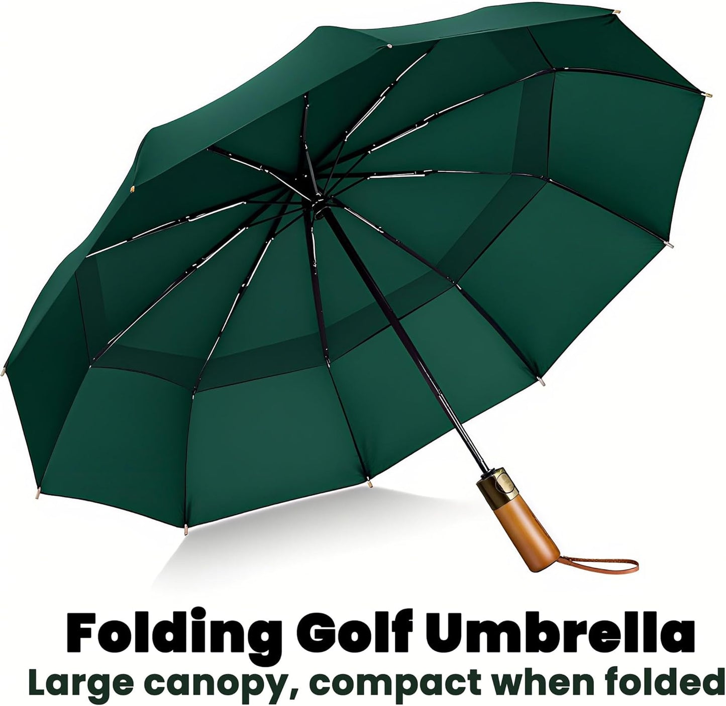 SIEPASA 49/54/62 Inch Windproof Golf Umbrella - Automatic Open/Close, Real Wood Handle - Large Folding Travel Umbrella for Wind, Rain & Sun Protection.
