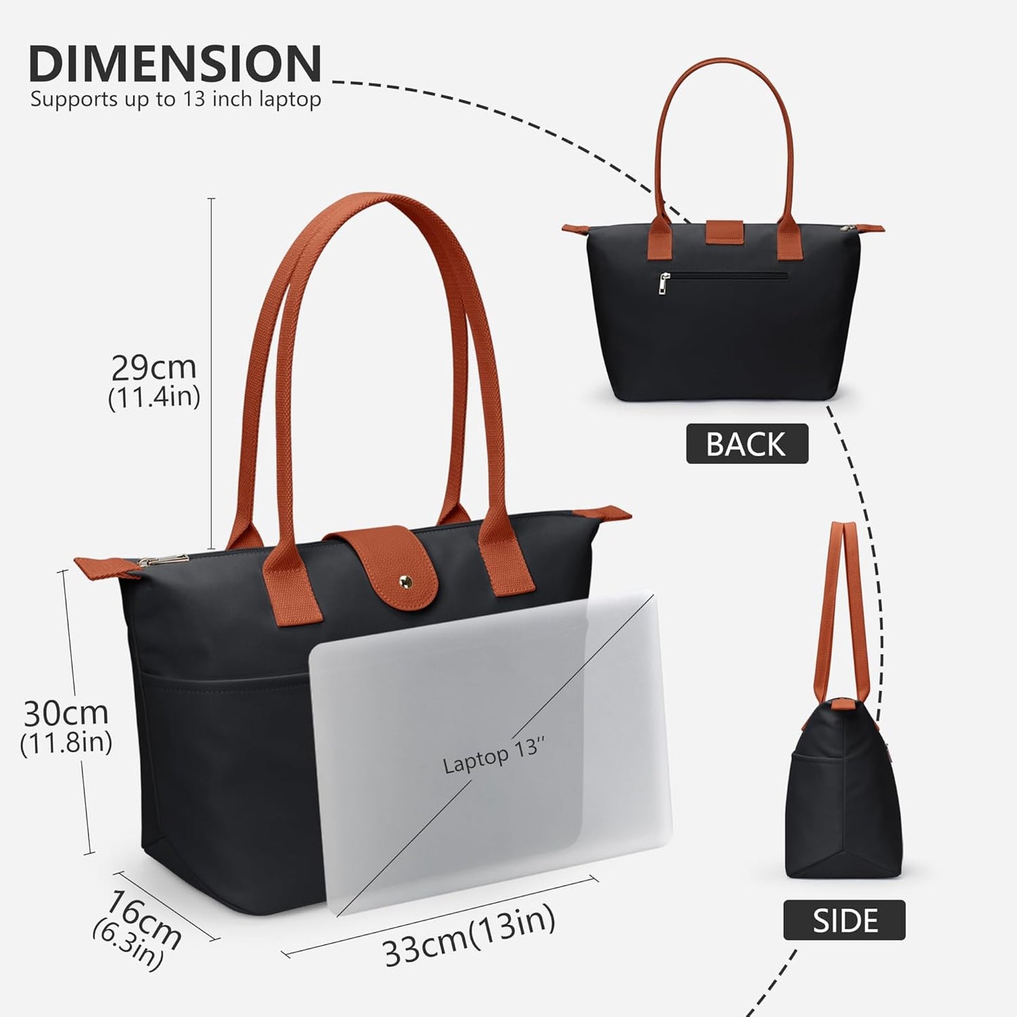 Nylon Tote Bag Women Zipper Shoulder Purse Large Hobo Top Handle Foldable Handbags for Work Travel Shopping