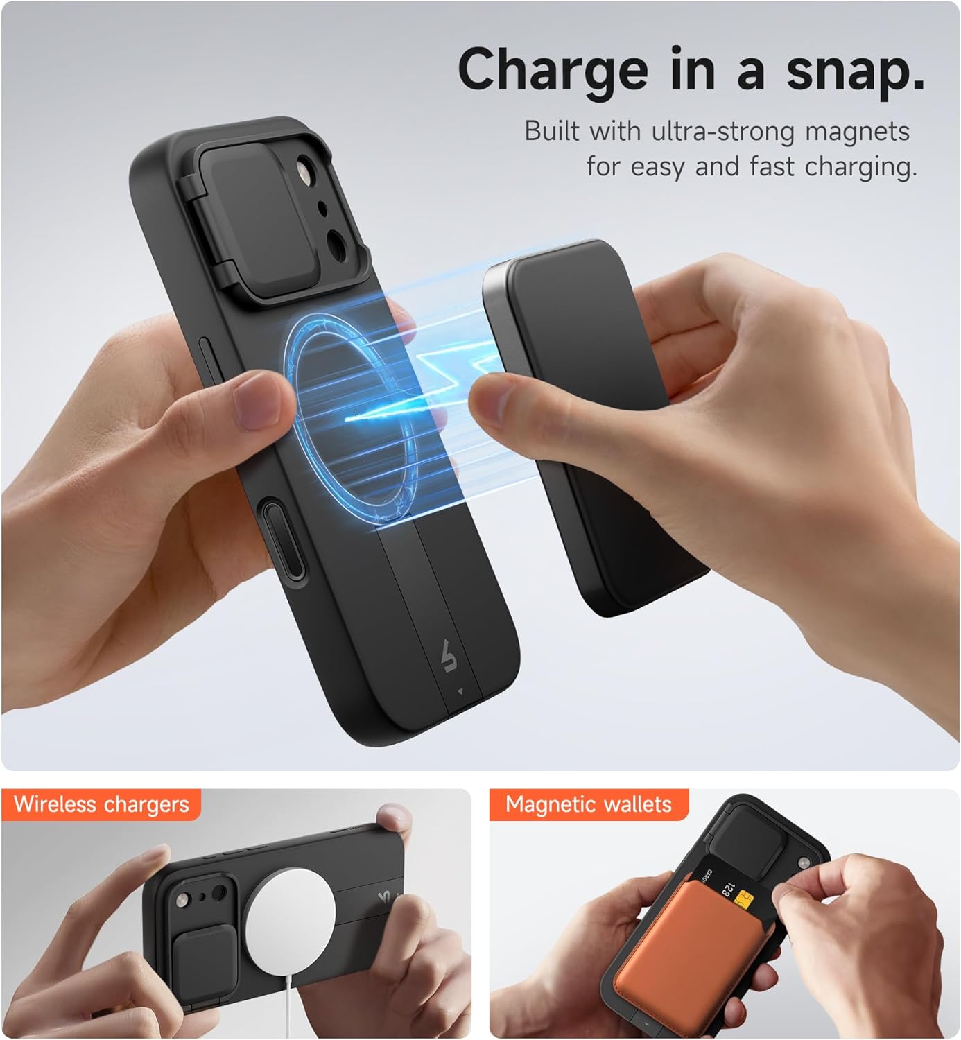 SURITCH for iPhone 17 Pro Case with Camera Control Cover, Camera Cover and Adjustable Kickstand, Compatible with MagSafe, Shockproof Bumper Protective Cases 6.3 Inch, Black