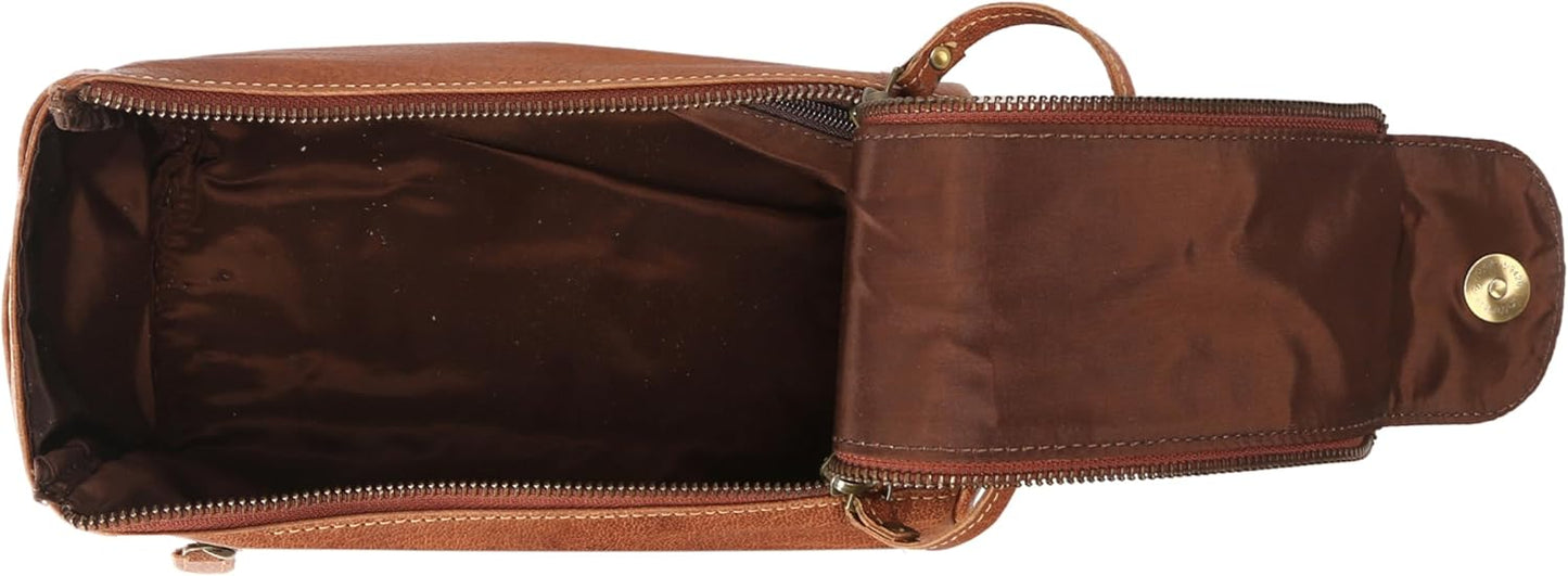 KomalC Premium Buffalo Leather Toiletry Bag for Men & Women – Leather Dopp Kit With Water resistant Lining, Premium Toiletry Travel Pouch, Unisex Wash Bag for Toiletries, Gifts for Men and Women