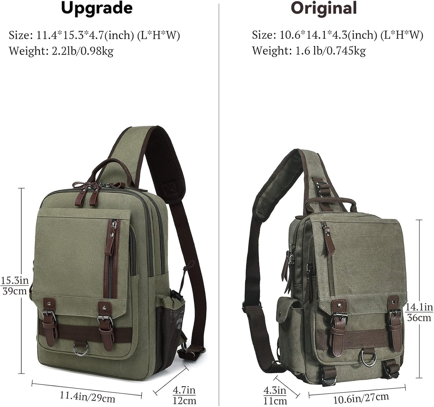 mygreen Canvas Cross Body Messenger Bag Shoulder Sling Backpack Travel Rucksack