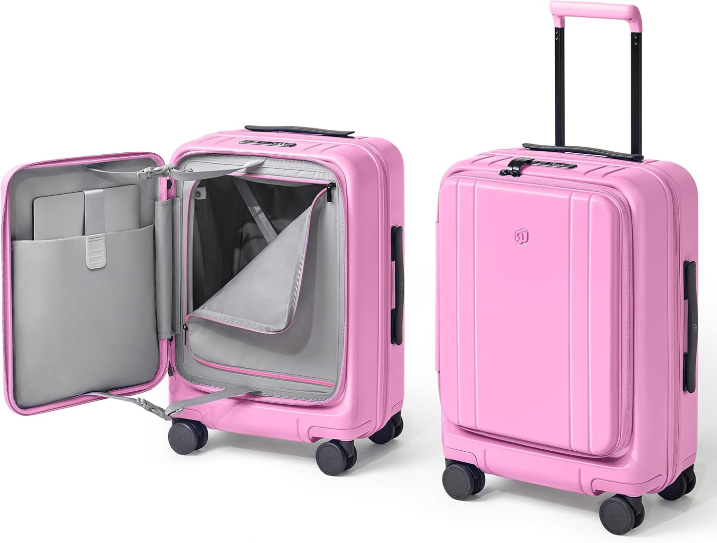 NINETYGO Carry On Luggage 22x14x9 Airline Approved, Top Opening Luggage 20 Inch Suitcase, Expandable, PC Hard Shell, Larger Capacity Carryon, TSA Lock, 360° Spinner Wheels (Pink, Hobo Pro)