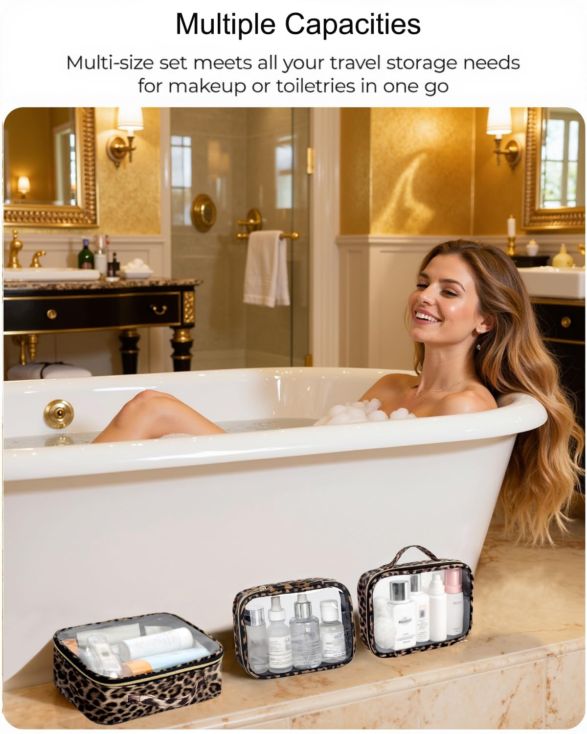 FFpaw 3 Pack Clear Toiletry Bag for Women, TSA Approved Organizer for Travel Size Toiletries Carry