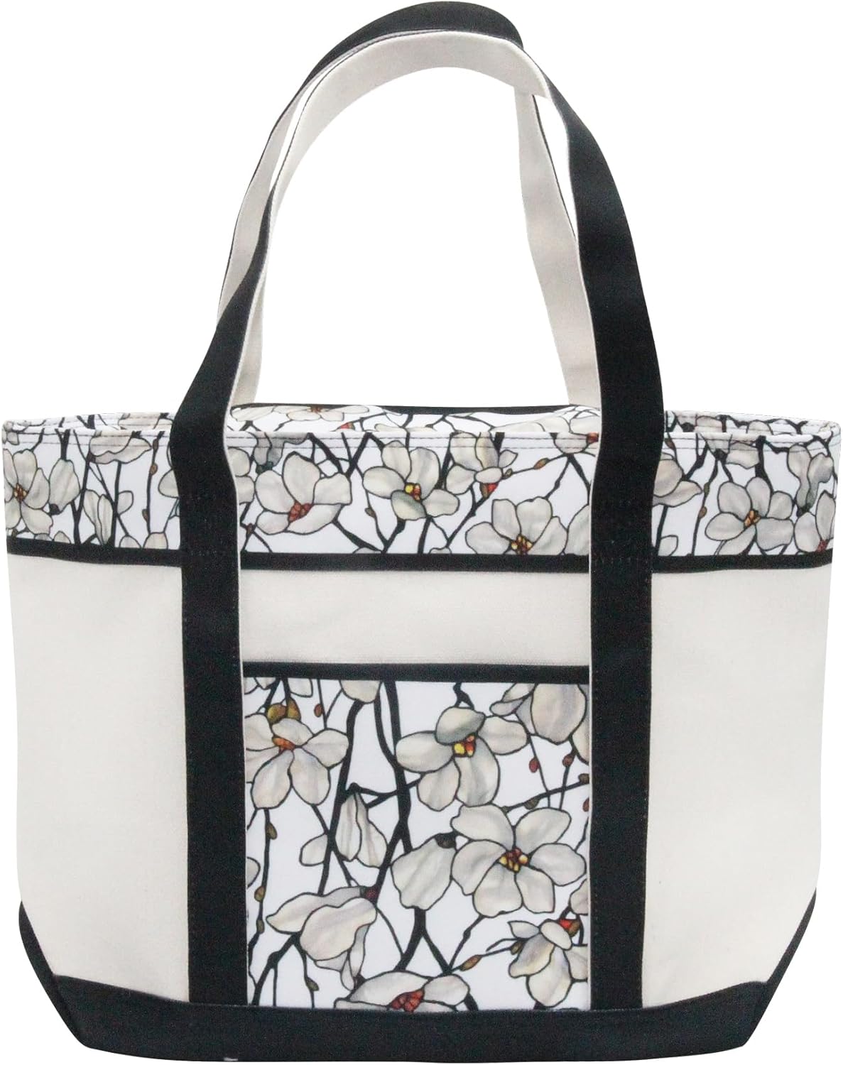 RainCaper Fine Art Large Cotton Canvas Tote Bag Roomy Heavy Duty Sturdy Boat Bag Zippered Top Lots of Pockets Shoulder Straps