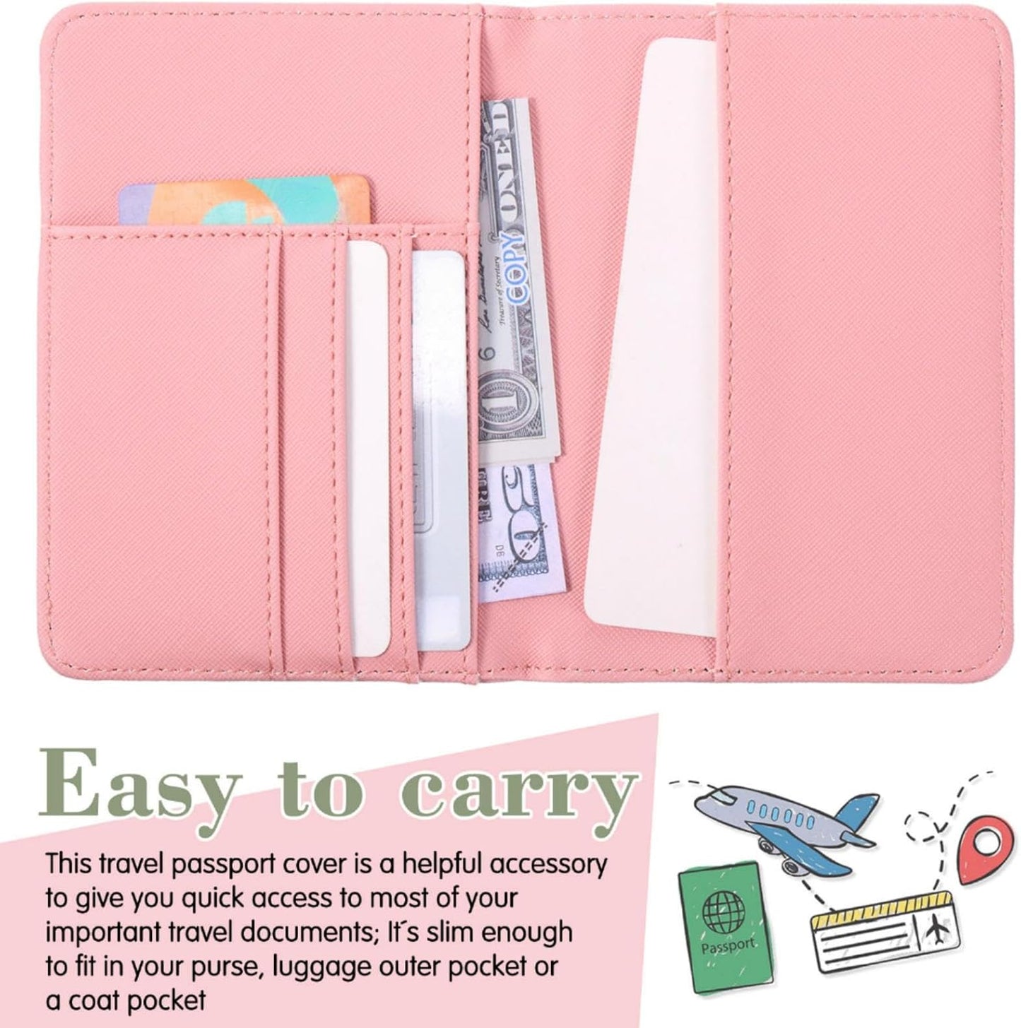 Frienda 2 Pieces Bridal Passport Covers Holder Waterproof Leather Holder Covers Travel Wallet Passport Case for Women and Men