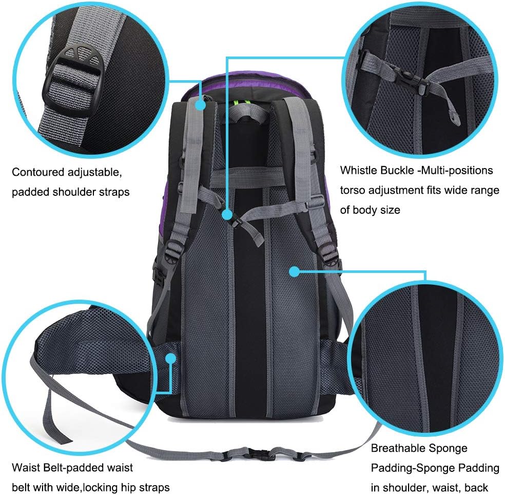 50L Hiking Backpack, Waterproof Lightweight Daypack for Outdoor Camping Travel