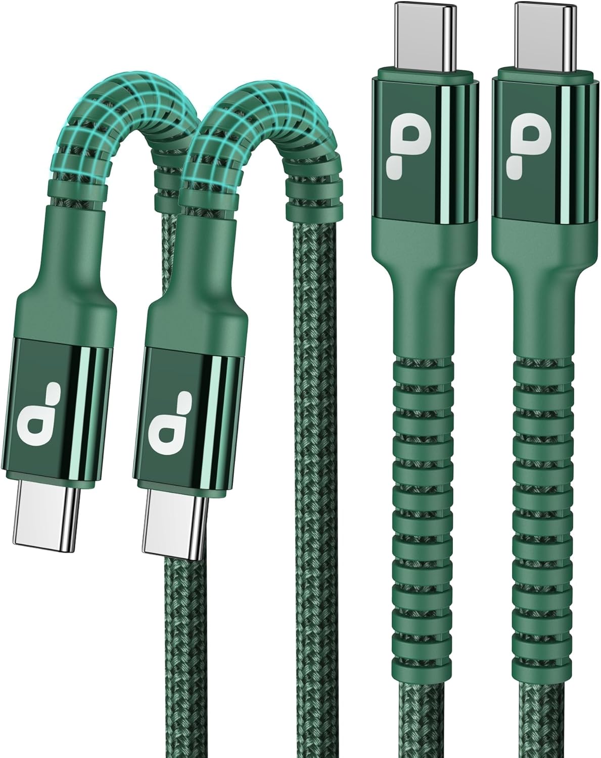 USB C Cable Fast Charging 10FT, 2Pack USBC to USBC Cable, iPhone 16 15 Charger Long Type C Nylon Braided USB-C Charger Cord for iPhone 17/16/15/Pro Max/Plus/Samsung Galaxy S23/LG/Switch-Green