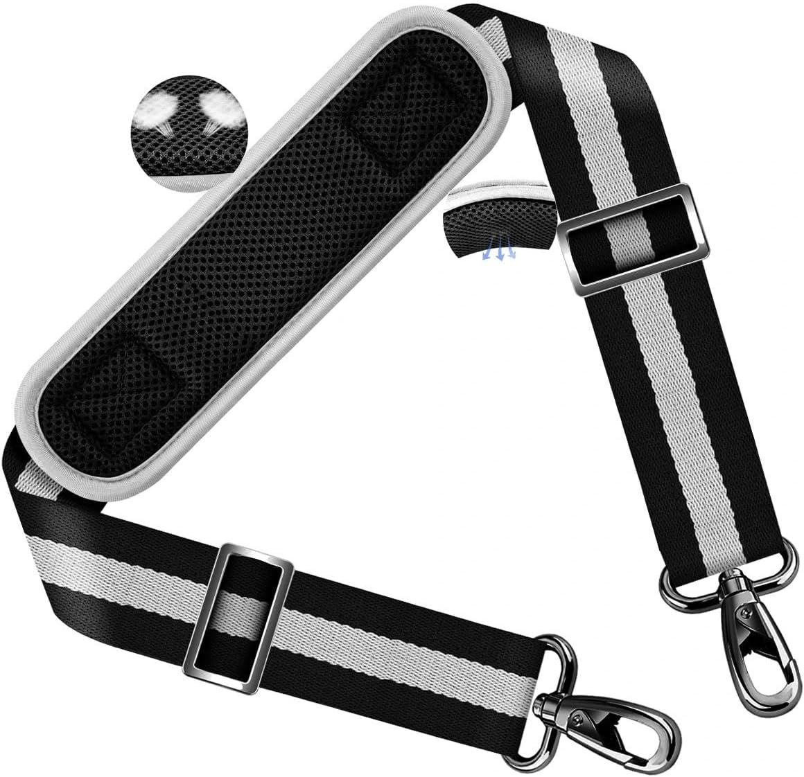 ZINZ Shoulder Strap 58" Ultra-Thick Fixed Padded and Adjustable Buckles Crossbody Strap for Briefcase Laptop Bag Luggage