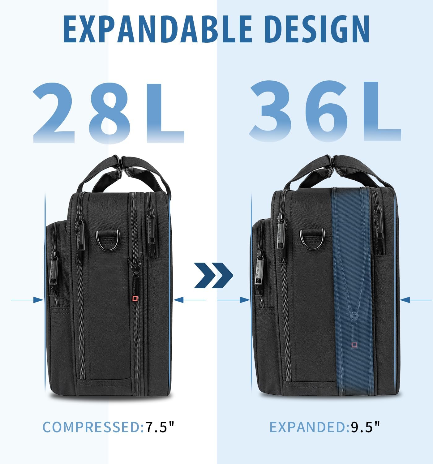 EMPSIGN Laptop Case Briefcase, 17.3 Inch Laptop Bag Expandable Messenger Bag for Men & Women Water Repellent, RFID Blocking Shoulder Bag Canvas Bag for Work, Business Travel