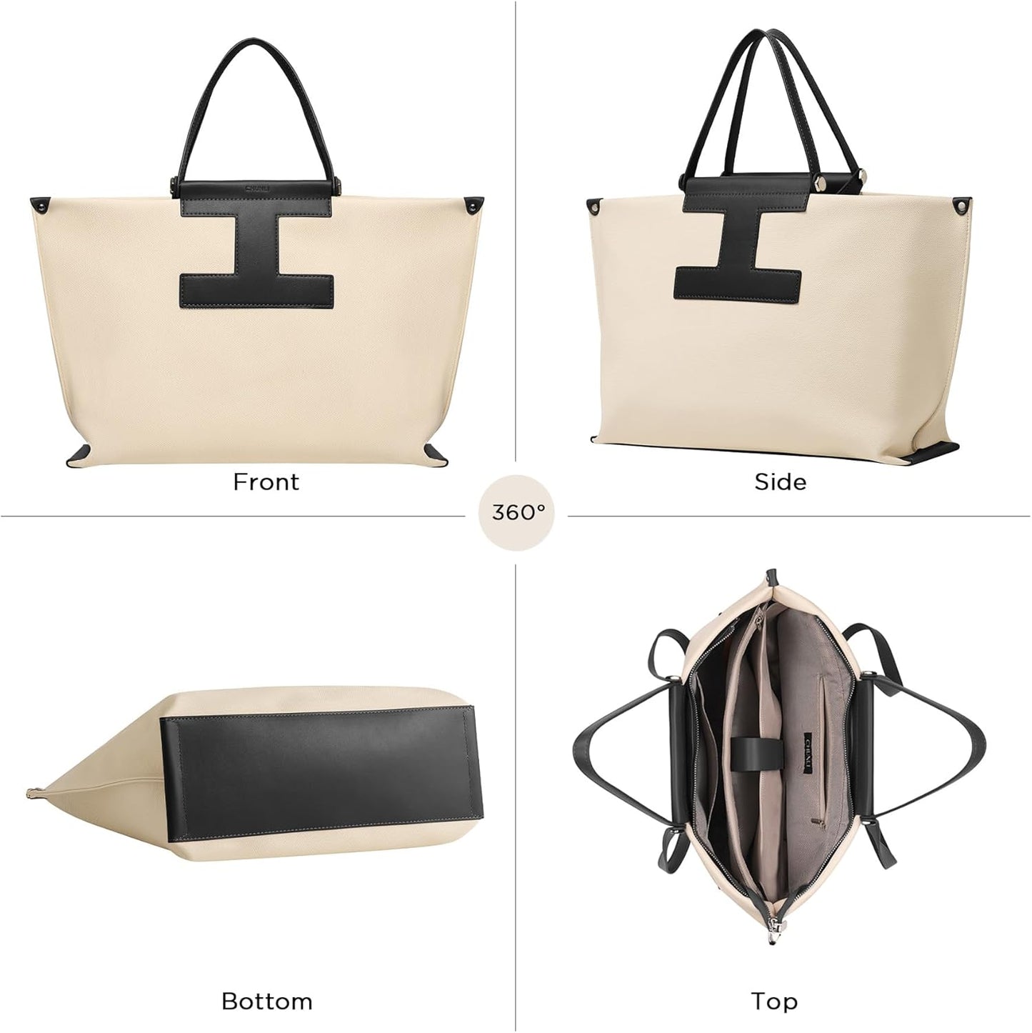 CHUNLI Laptop Tote Bag for Women,15.6 Inch Waterproof Scratch-Resistant Leather Work Computer Bag Business Office Briefcase