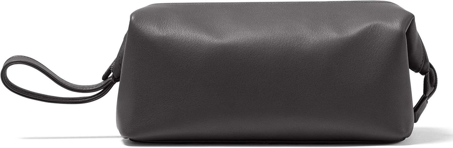 Leatherology Black Onyx Framed Toiletry Bag - Wide-mouth zippered opening, interior and exterior