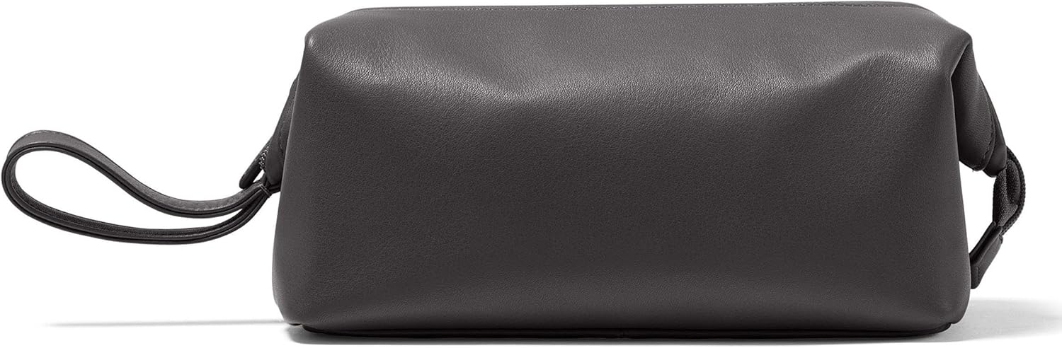 Leatherology Black Onyx Framed Toiletry Bag - Wide-mouth zippered opening, interior and exterior