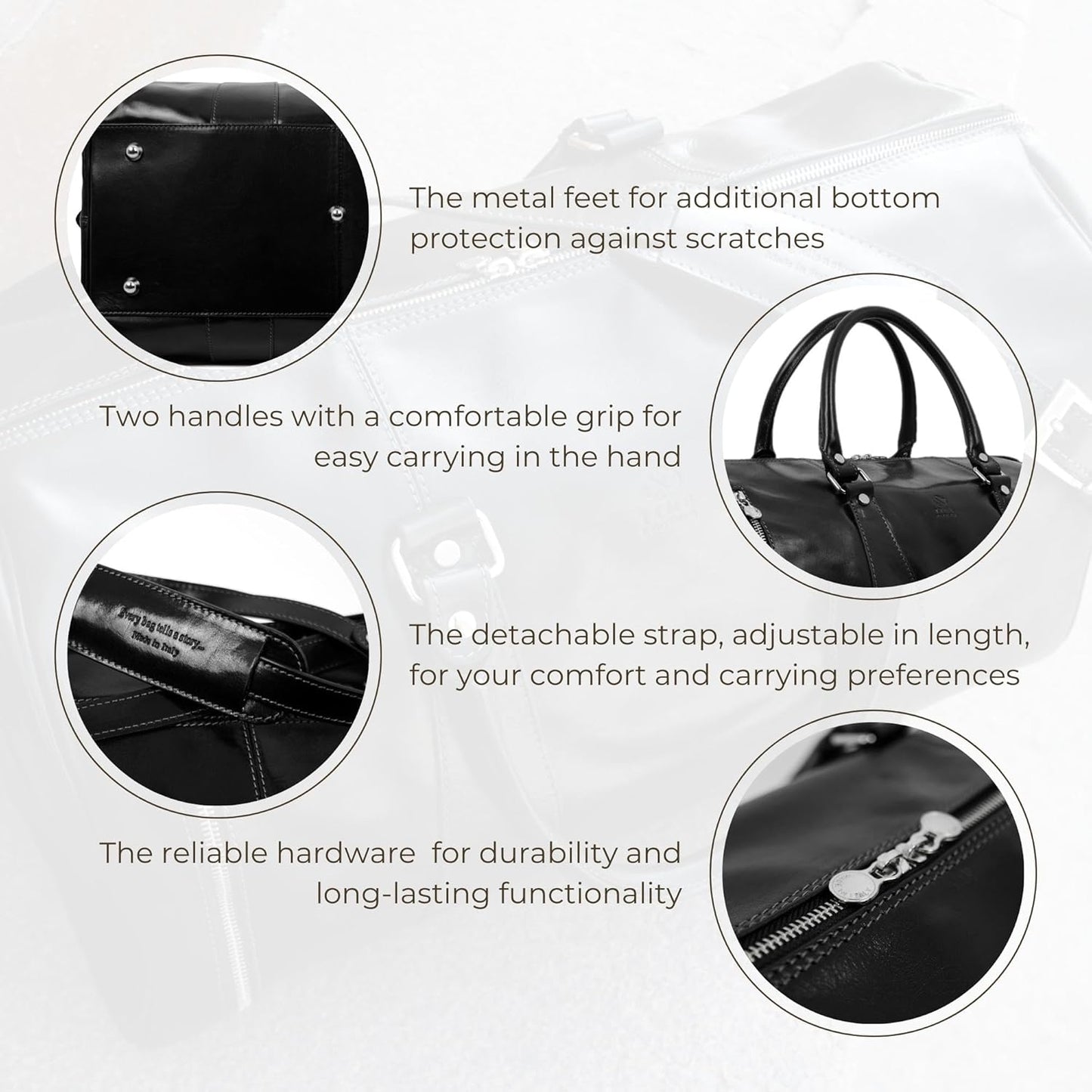 Leather Duffel Bag Weekend Bag Gym Large Travel Bag - Time Resistance