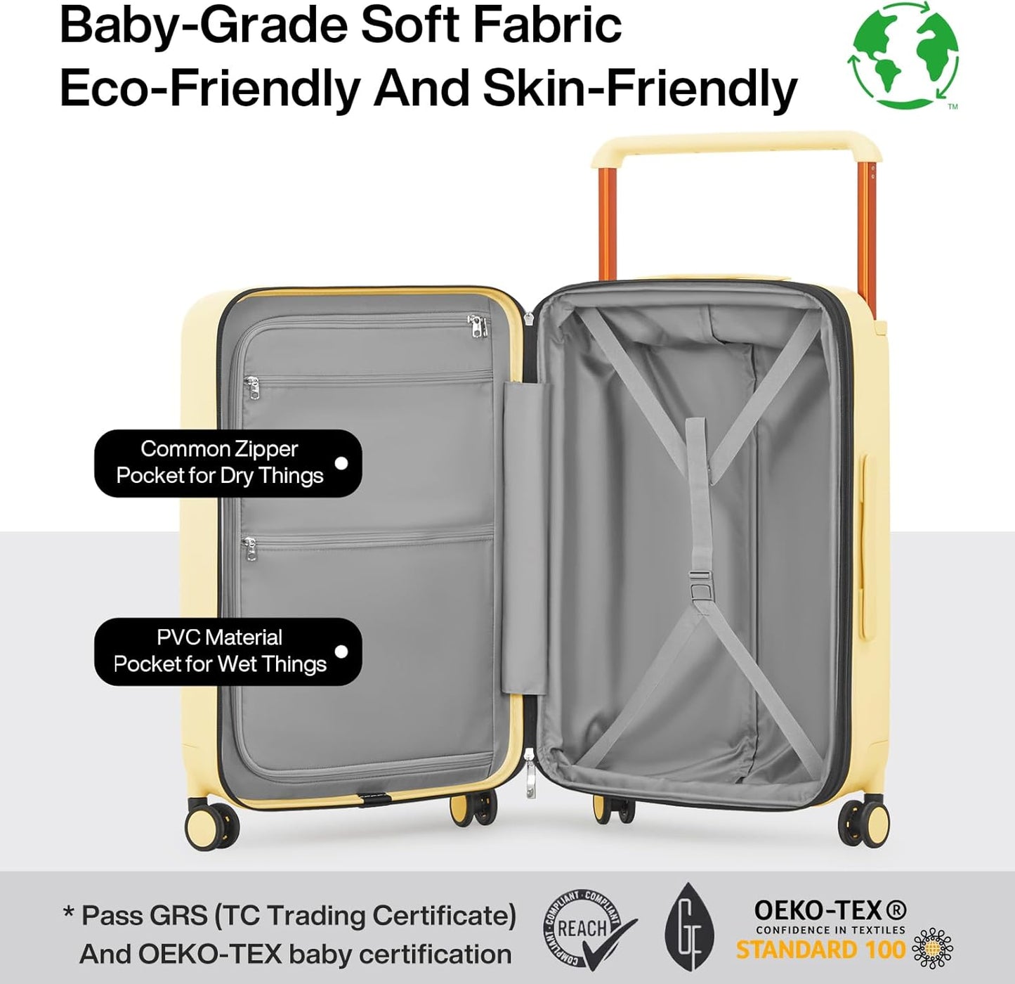 mixi Large Capacity Expandable Luggage Suitcases With Spinner Wheels,Upgrade Wide Handle PC